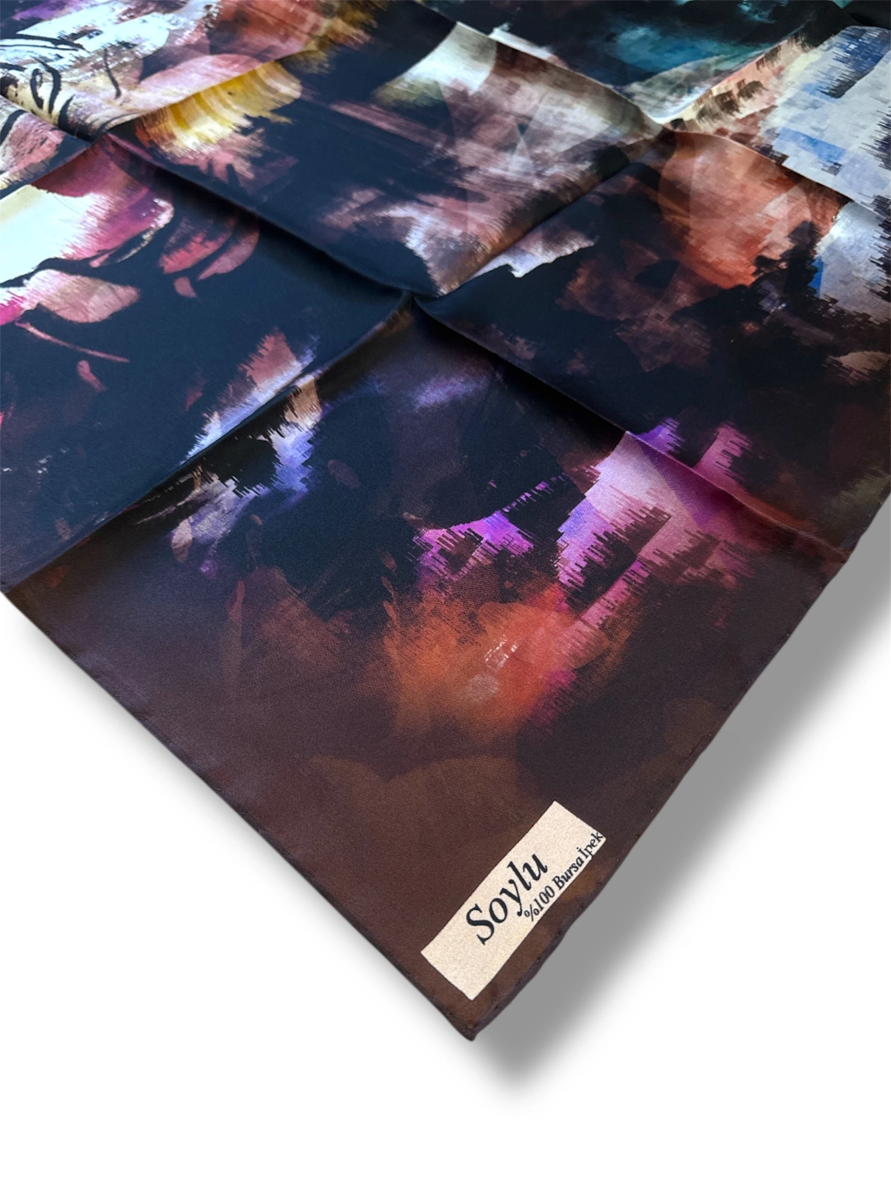 Desenli İpek Twill Eşarp