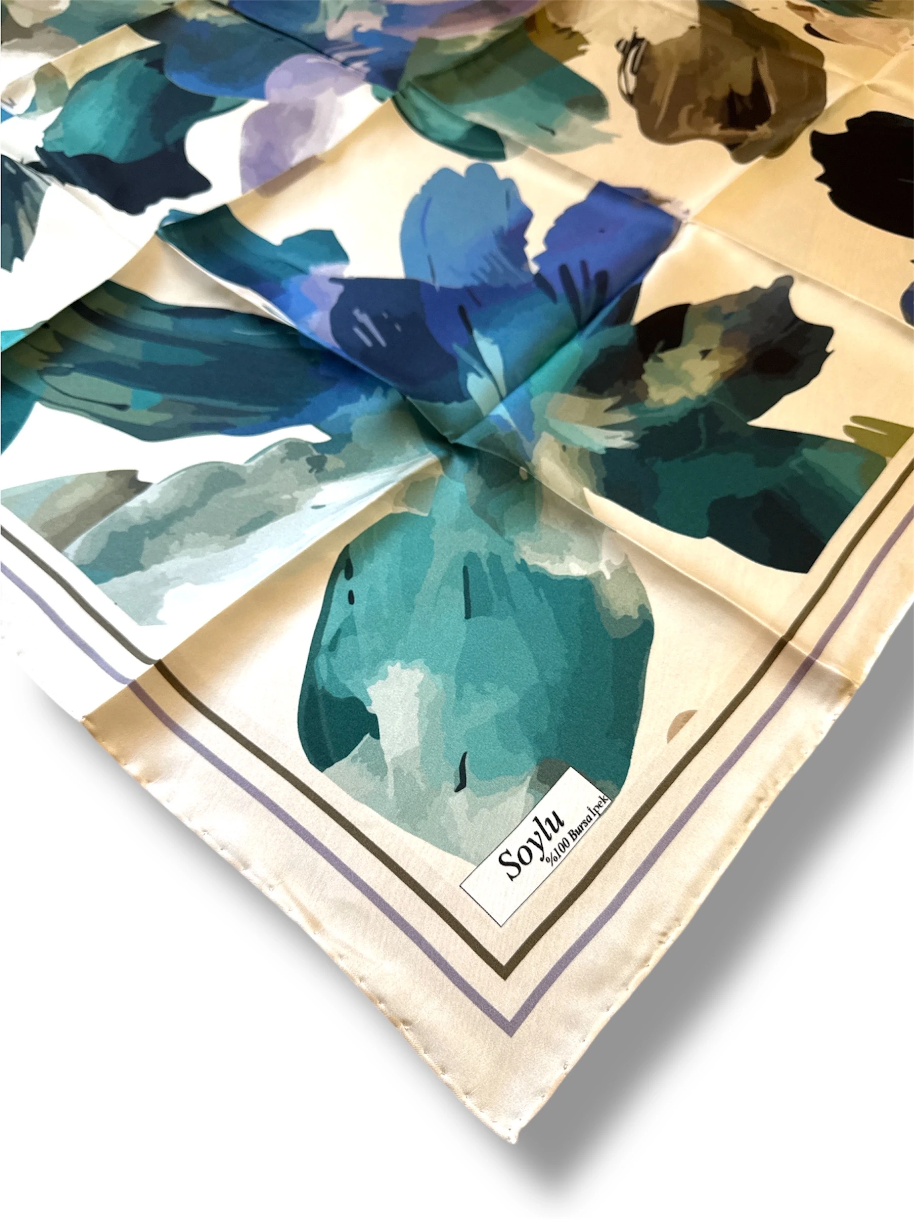 Desenli İpek Twill Eşarp