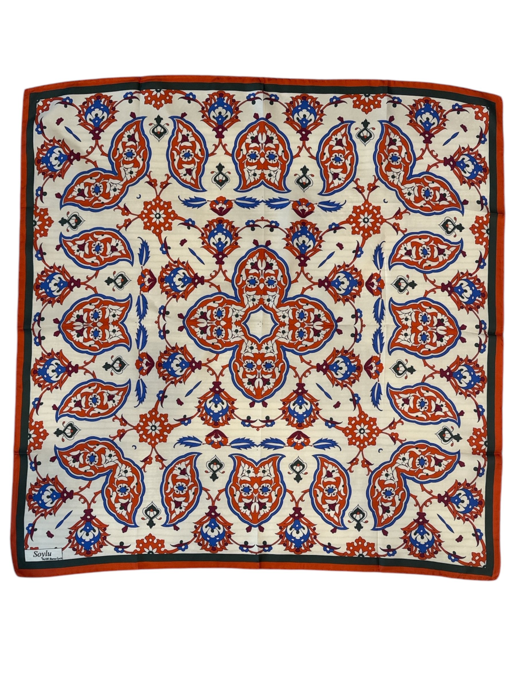 Motifli İpek Twill Eşarp
