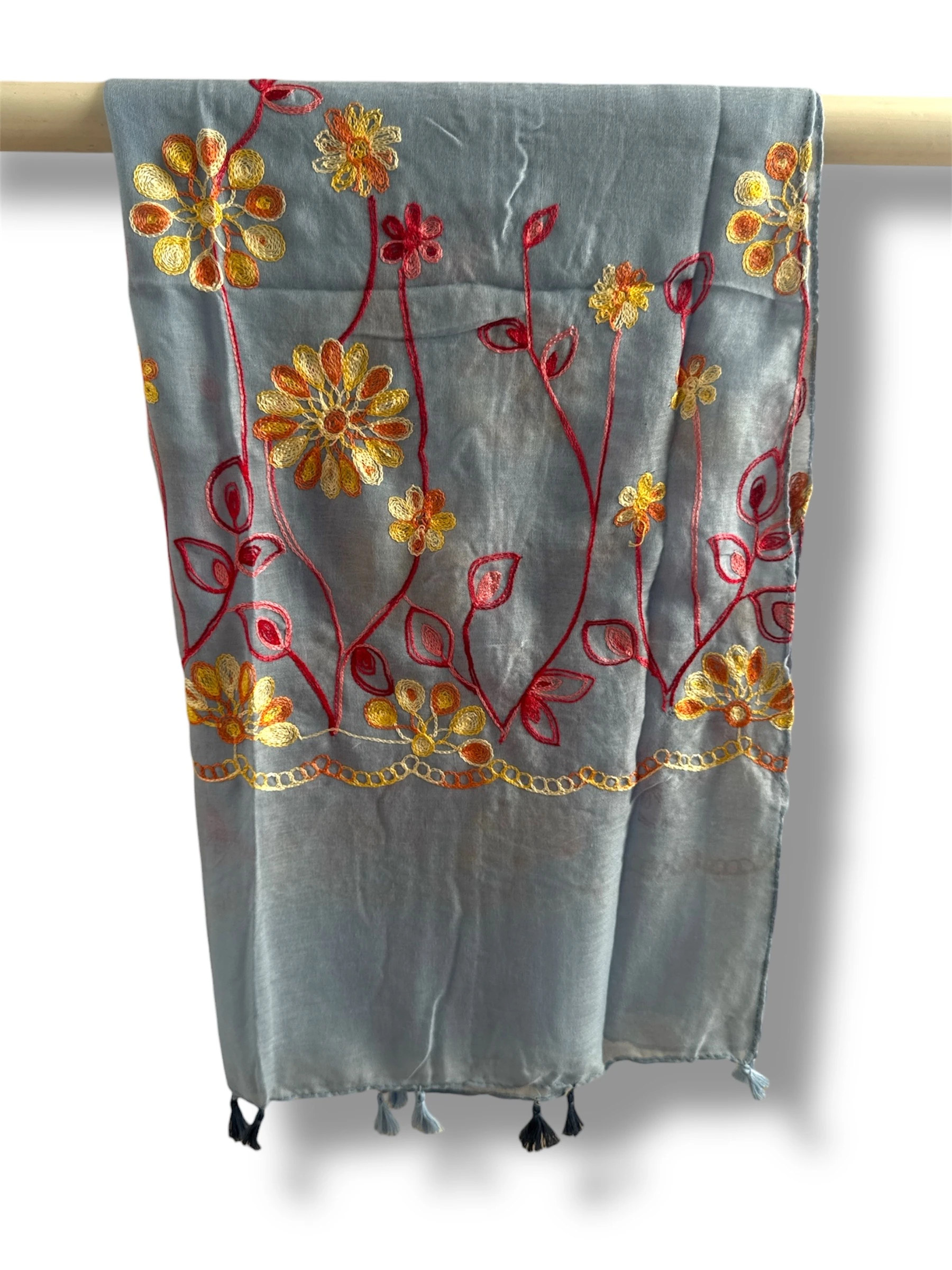 İşlemeli Pamuk Şal