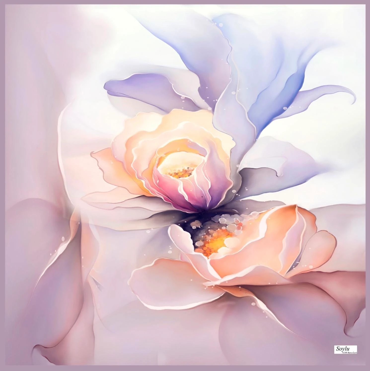 Desenli İpek Twill Eşarp