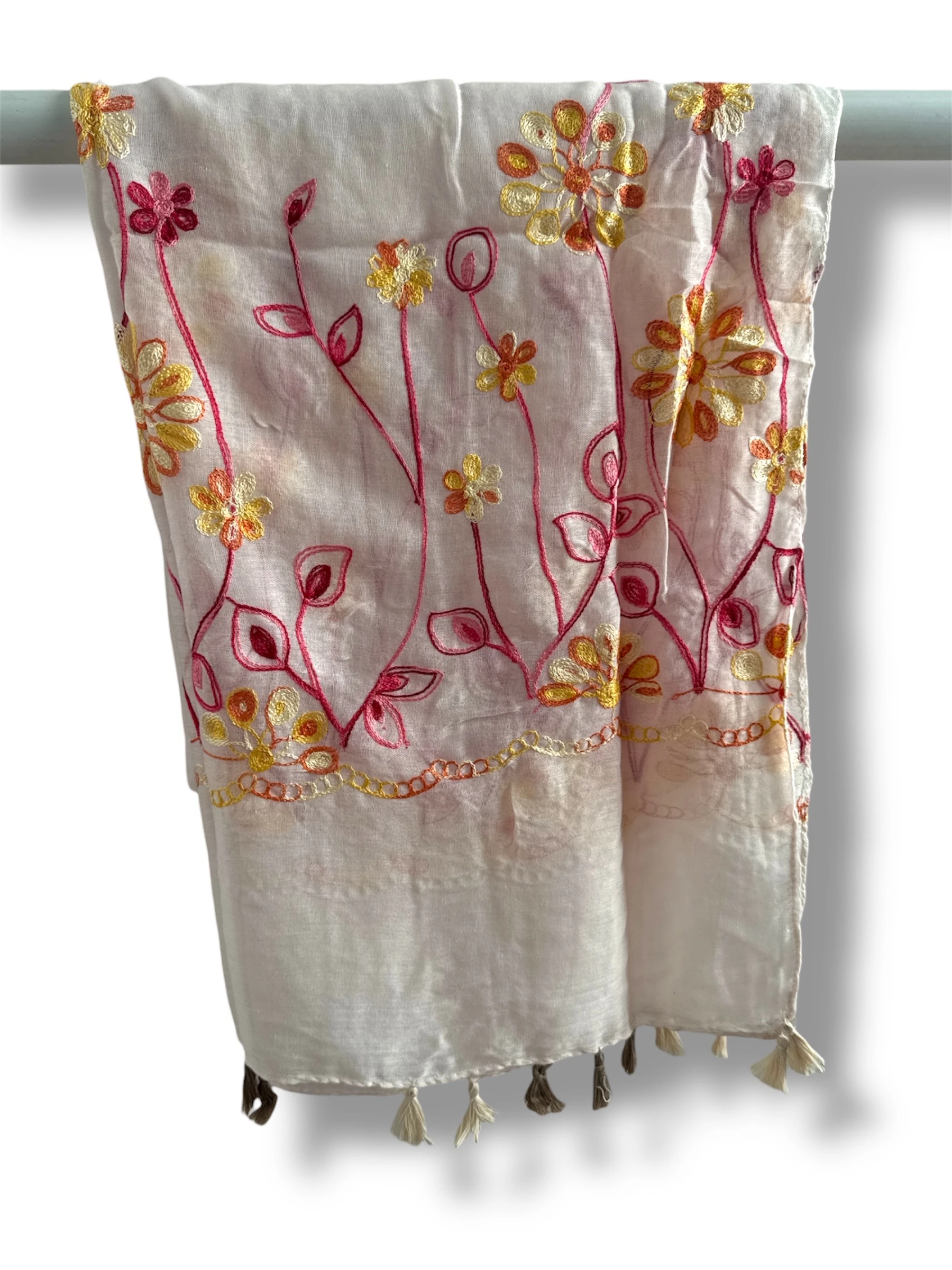 İşlemeli Pamuk Şal