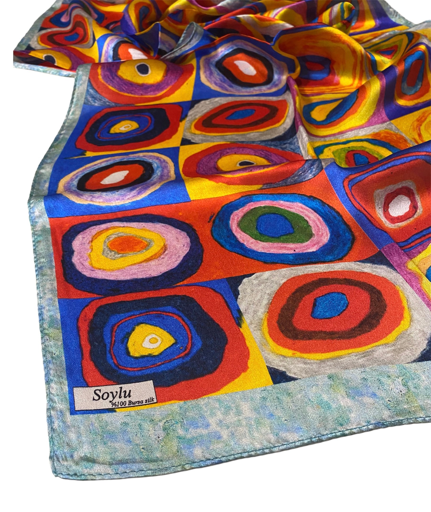 Kandinsky Renkli Kare İpek Fular