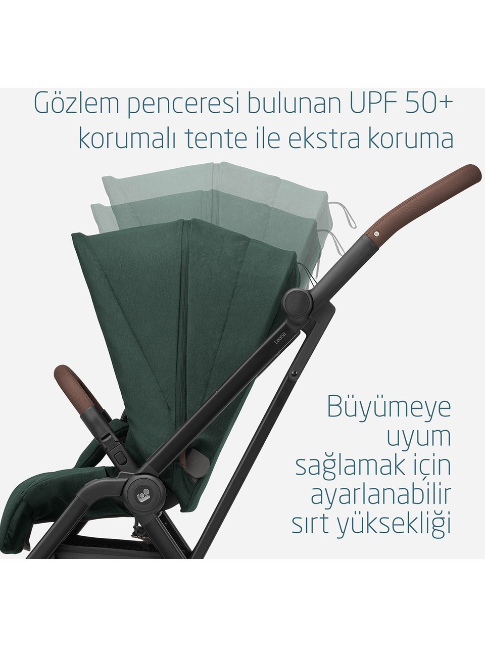 Maxi-Cosi Leona2 Çift Yönlü Tek Elle Katlanır Kompakt Bebek Arabası Twillic Green
