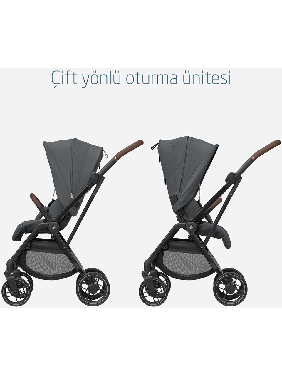 Maxi-Cosi Leona2 Çift Yönlü Tek Elle Katlanır Kompakt Bebek Arabası Twillic Graphite