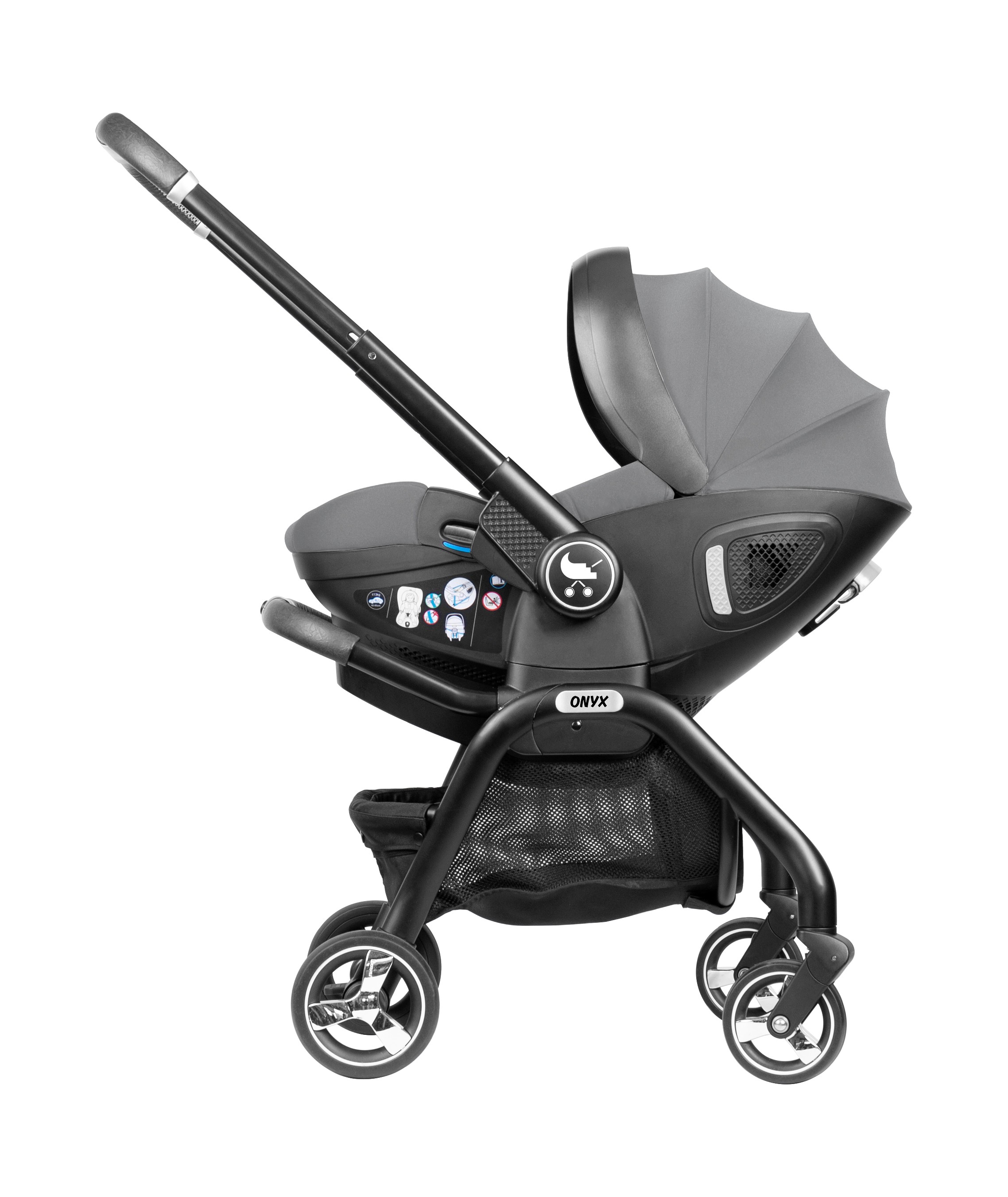 Merkür Bebe Onyx 2'si 1 Arada Oto Koltuğu Bebek Arabası Gri