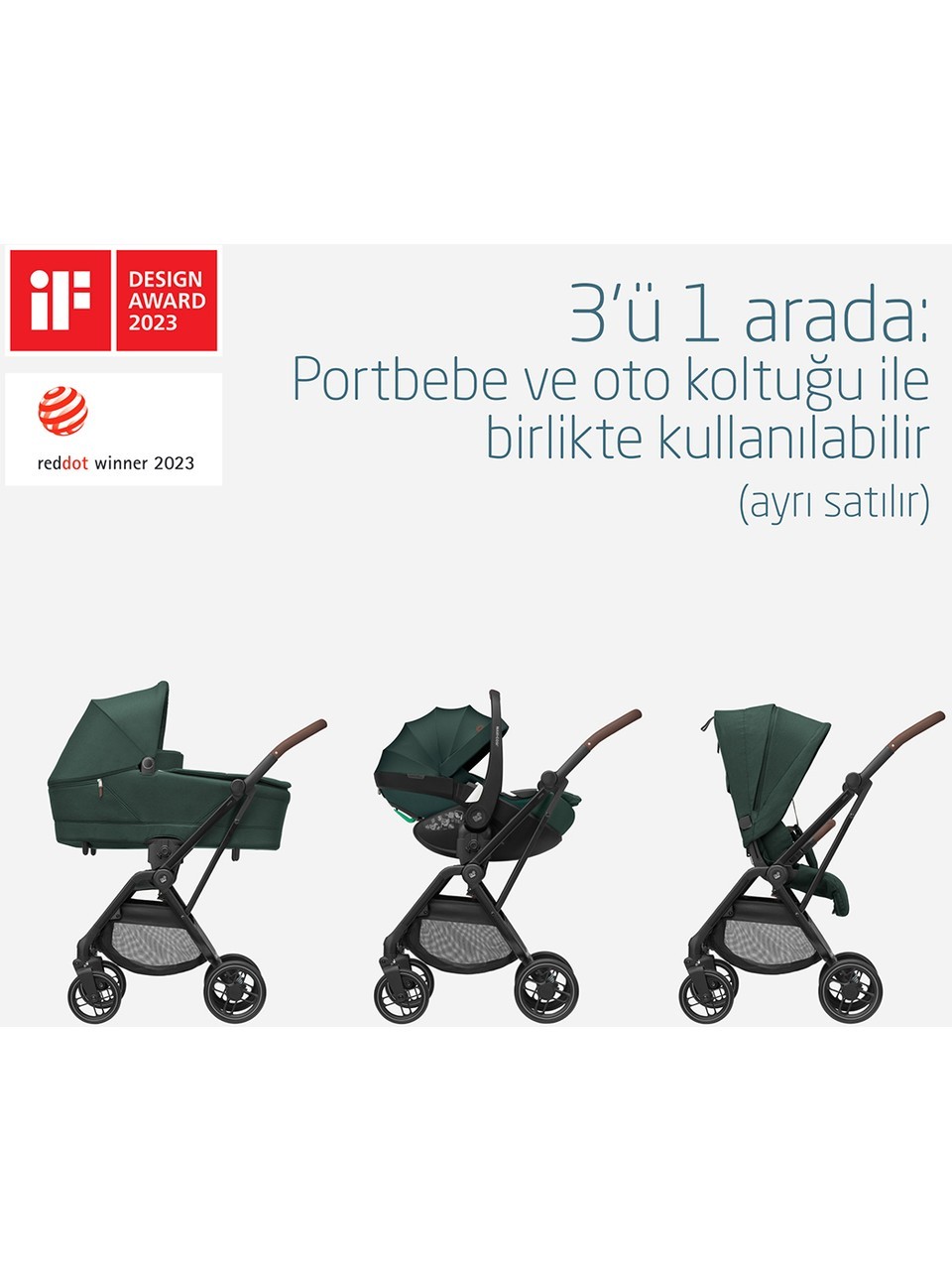 Maxi-Cosi Leona2 Çift Yönlü Tek Elle Katlanır Kompakt Bebek Arabası Twillic Green