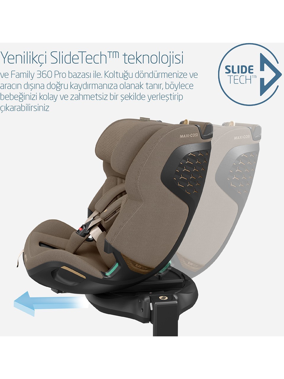 Maxi-Cosi Emerald 360 Pro Slidetech Dönebilir Yatabilir 0-36 kg Oto Koltuğu Authentic Truffle
