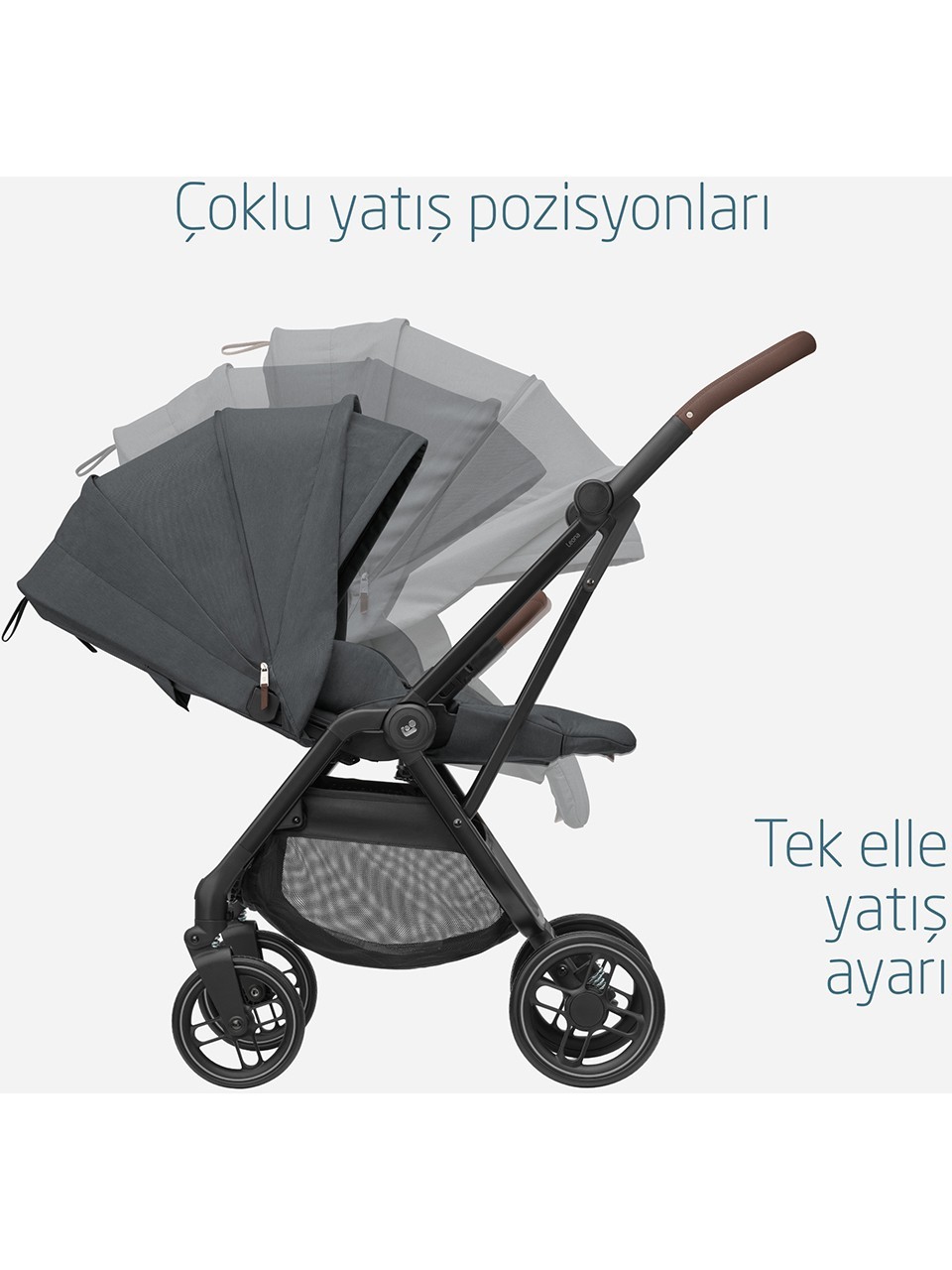 Maxi-Cosi Leona2 Çift Yönlü Tek Elle Katlanır Kompakt Bebek Arabası Twillic Graphite