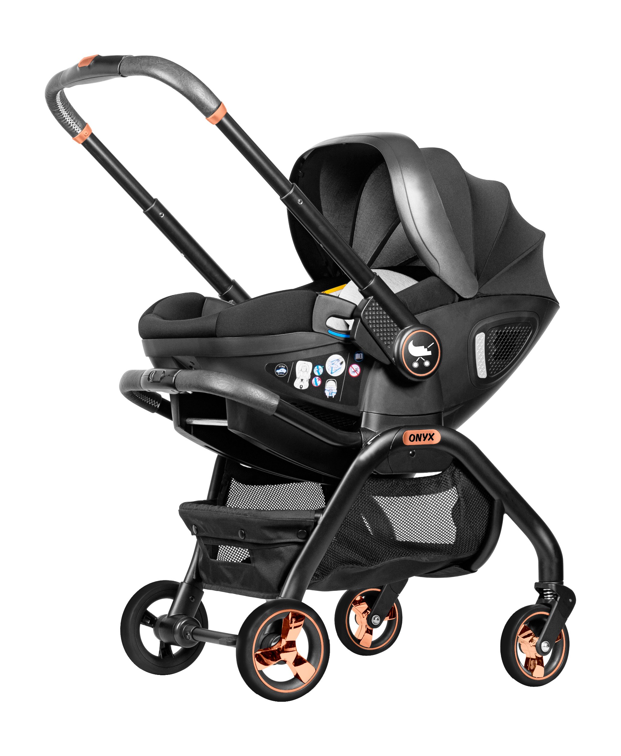 Merkür Bebe Onyx 2'si 1 Arada Oto Koltuğu Bebek Arabası Siyah