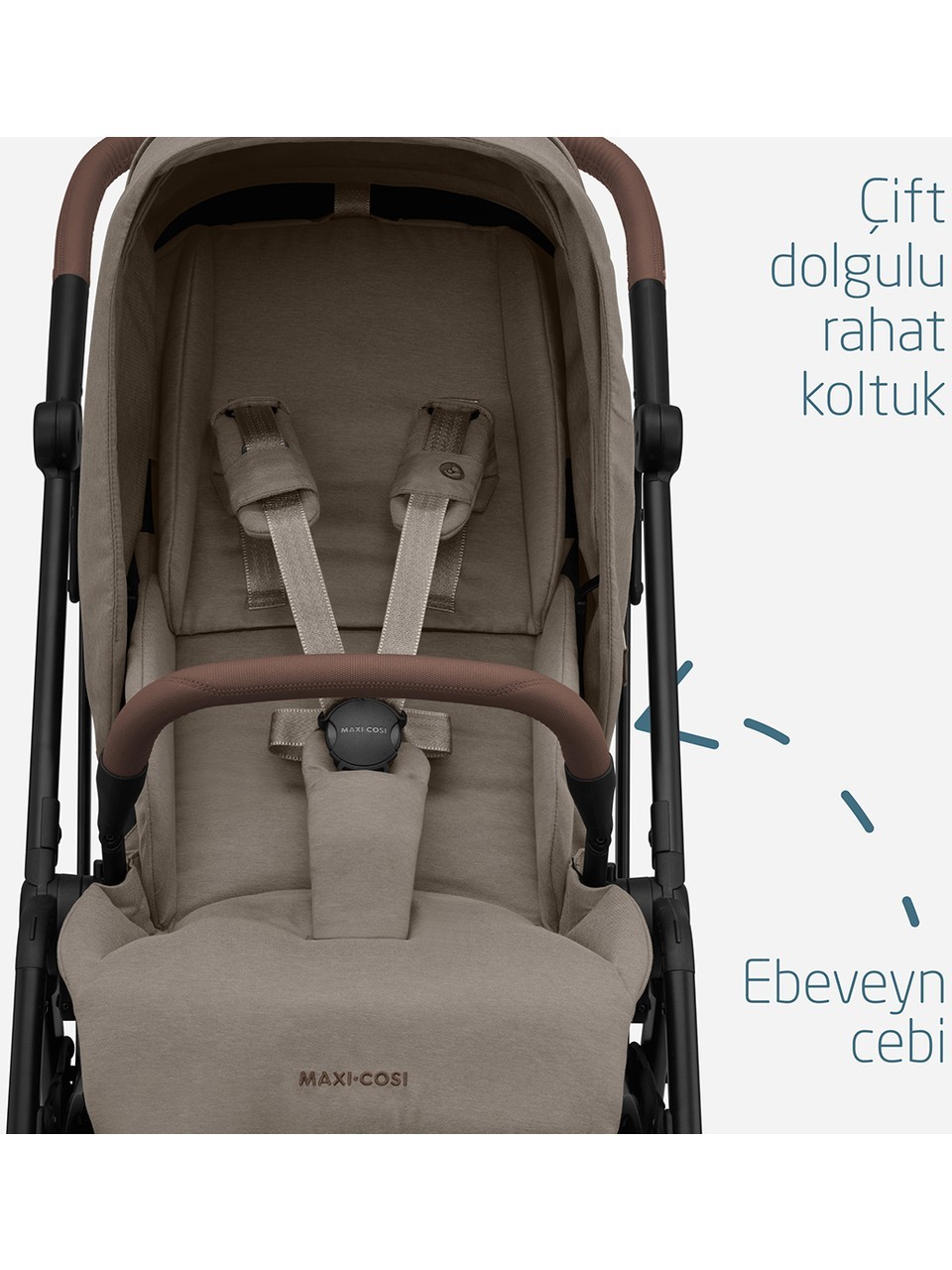 Maxi-Cosi Leona2 Çift Yönlü Tek Elle Katlanır Kompakt Bebek Arabası Twillic Truffle