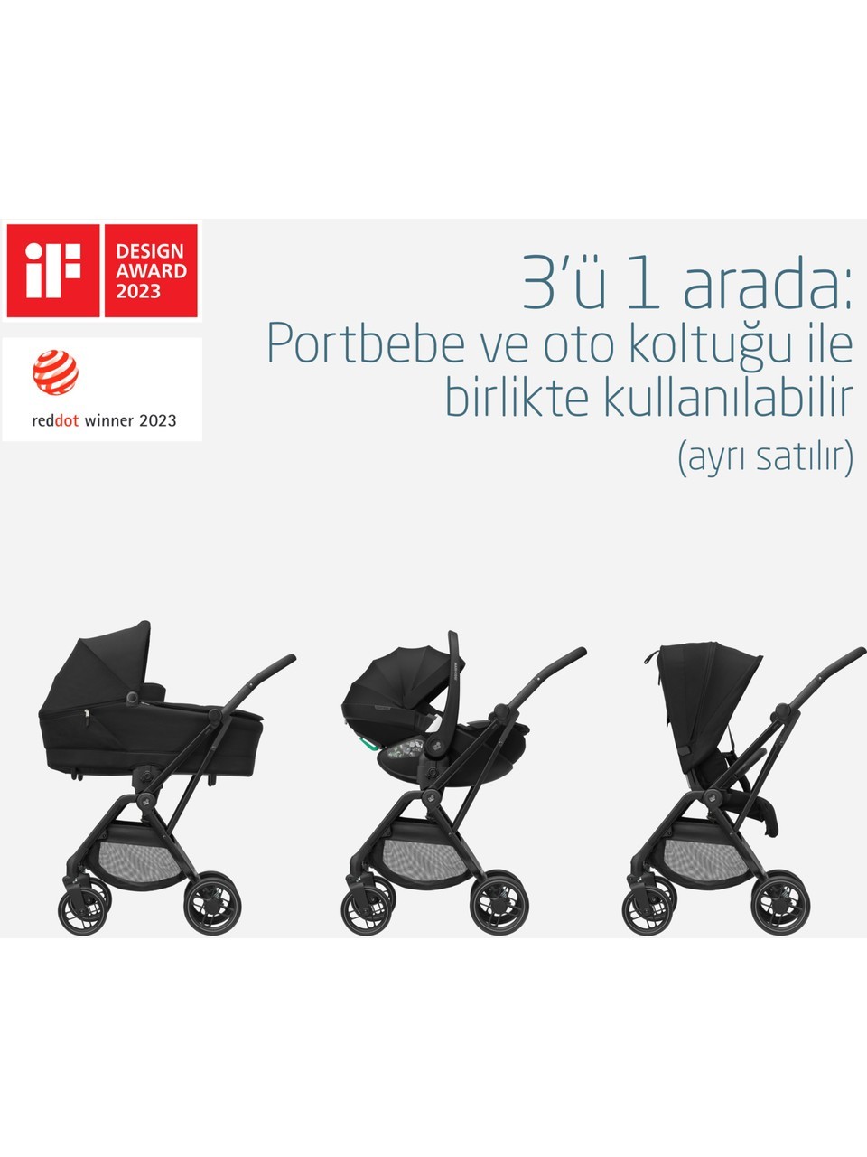 Maxi-Cosi Leona2 Çift Yönlü Tek Elle Katlanır Kompakt Bebek Arabası Twillic Black