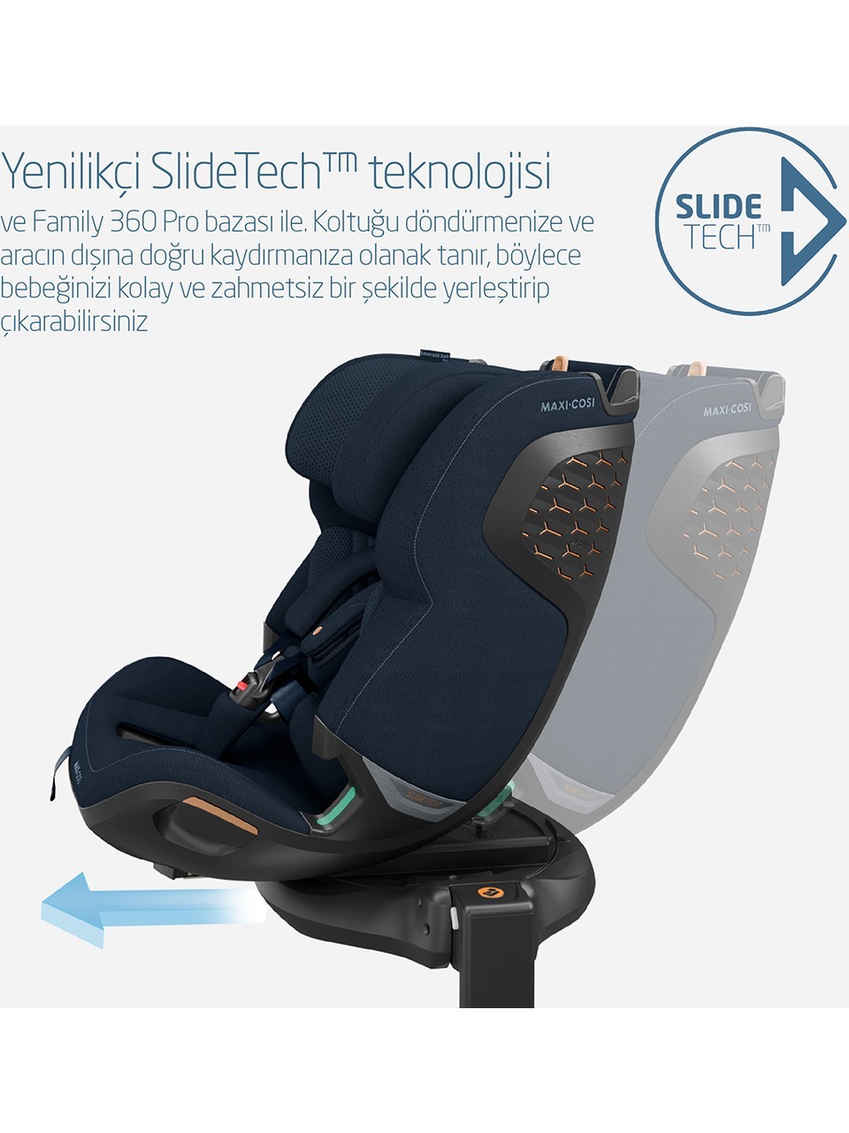 Maxi-Cosi Emerald 360 Pro Slidetech Dönebilir Yatabilir 0-36 kg Oto Koltuğu Authentic Blue