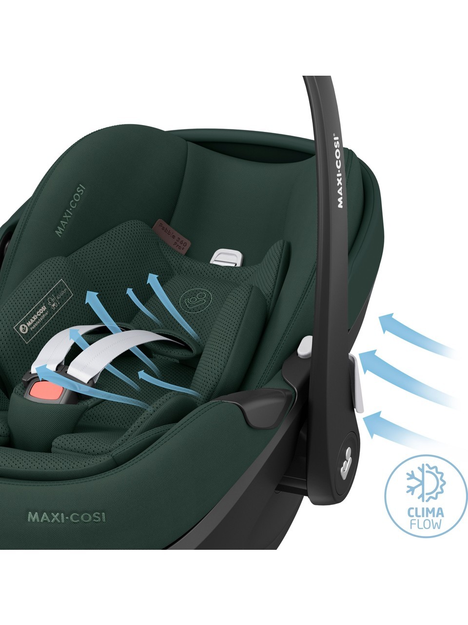 Maxi-Cosi Pebble 360 Pro Slidetech - 360 Dönebilen Tam Yatabilen Ana Kucağı ve Oto Koltuğu 0-13 kg Twillic Green