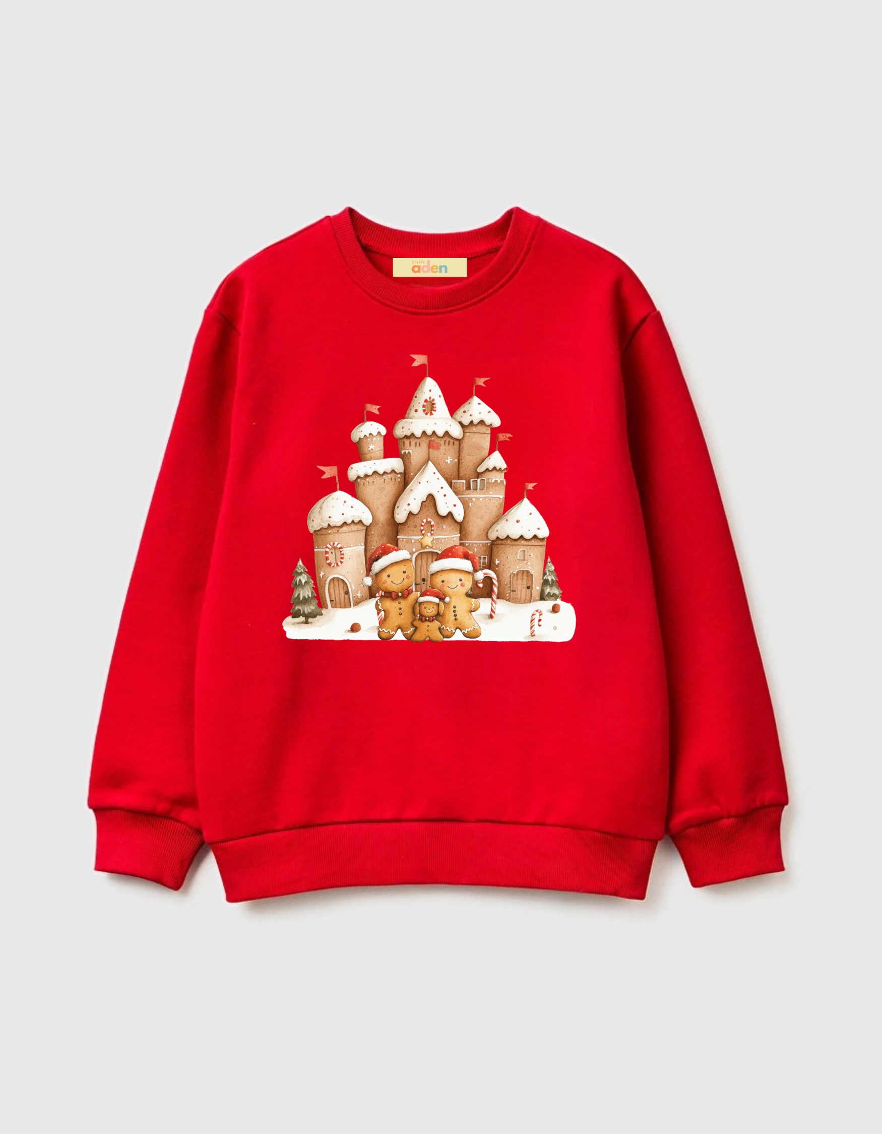 Yılbaşı Temalı Pamuklu Sweatshirt - Kırmızı2