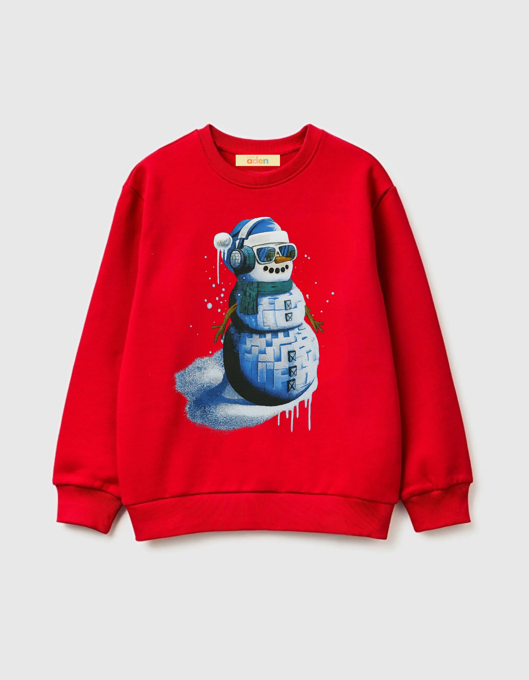 Yılbaşı Temalı Pamuklu Sweatshirt - Kırmızı2