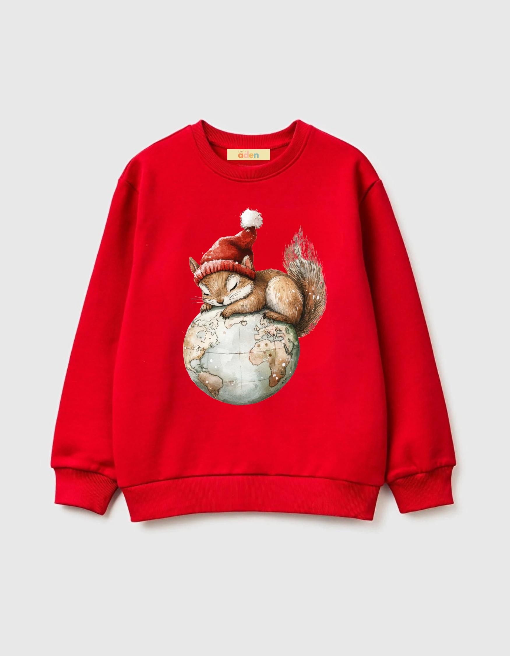 Yılbaşı Temalı Pamuklu Sweatshirt - Kırmızı4