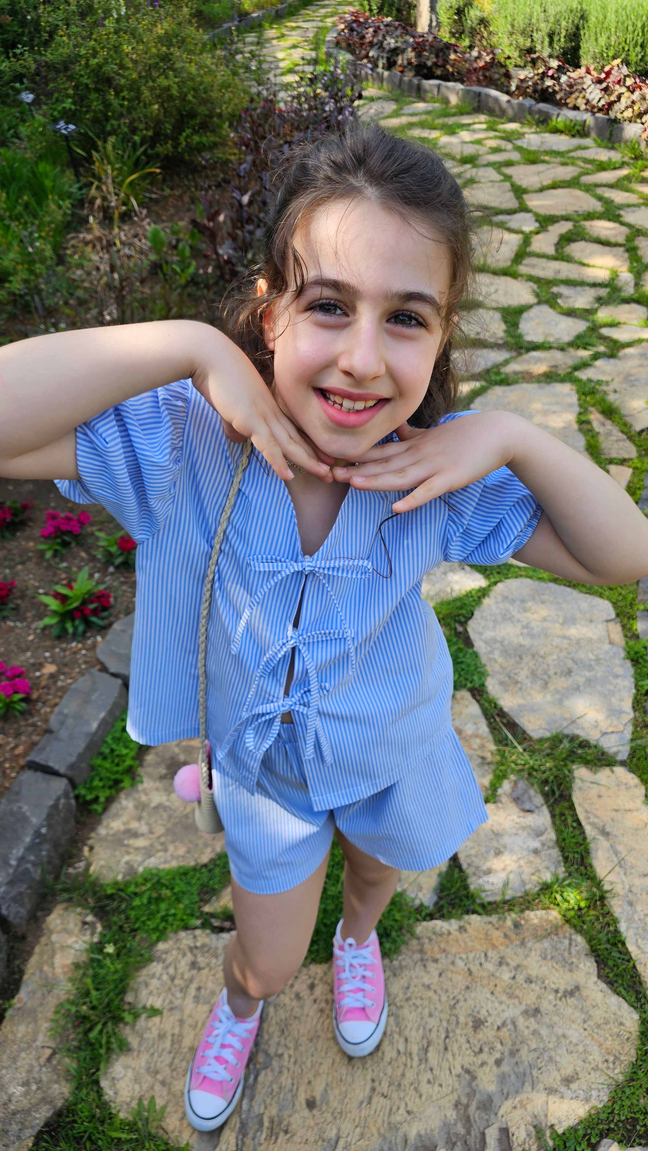 BAĞCIKLI MAVİ PAMUKLU TAKIM