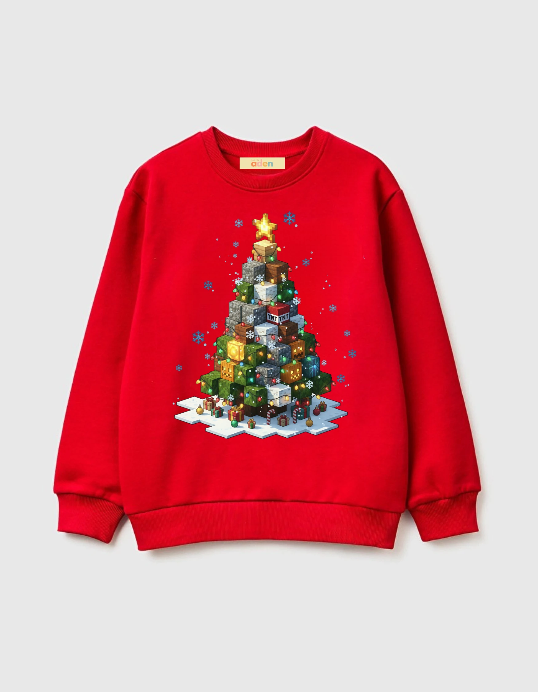 Yılbaşı Temalı Pamuklu Sweatshirt - Kırmızı3