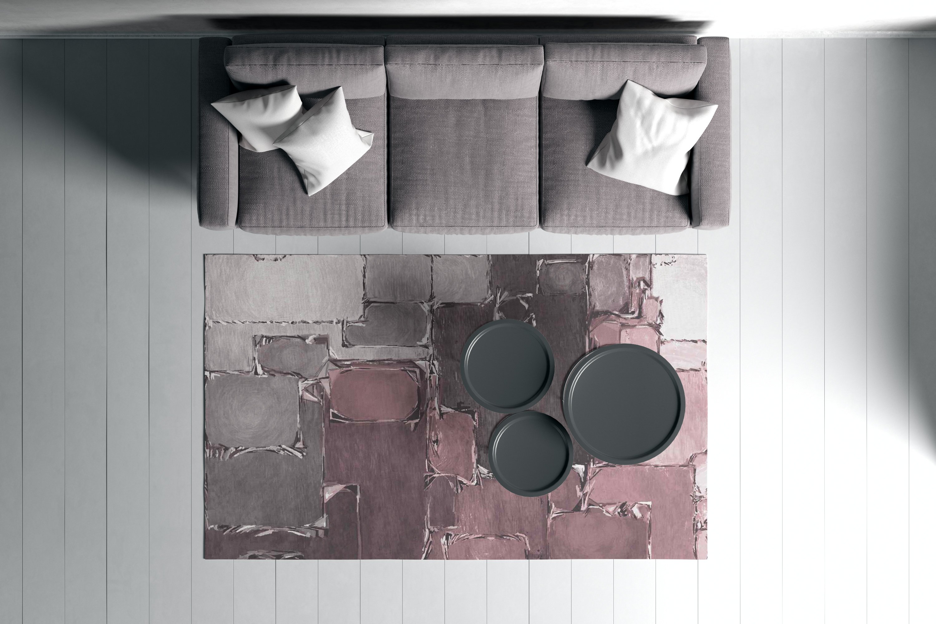 Pastel Modern Bordo Gri Gülkurusu Dokuma Taban Salon Halısı