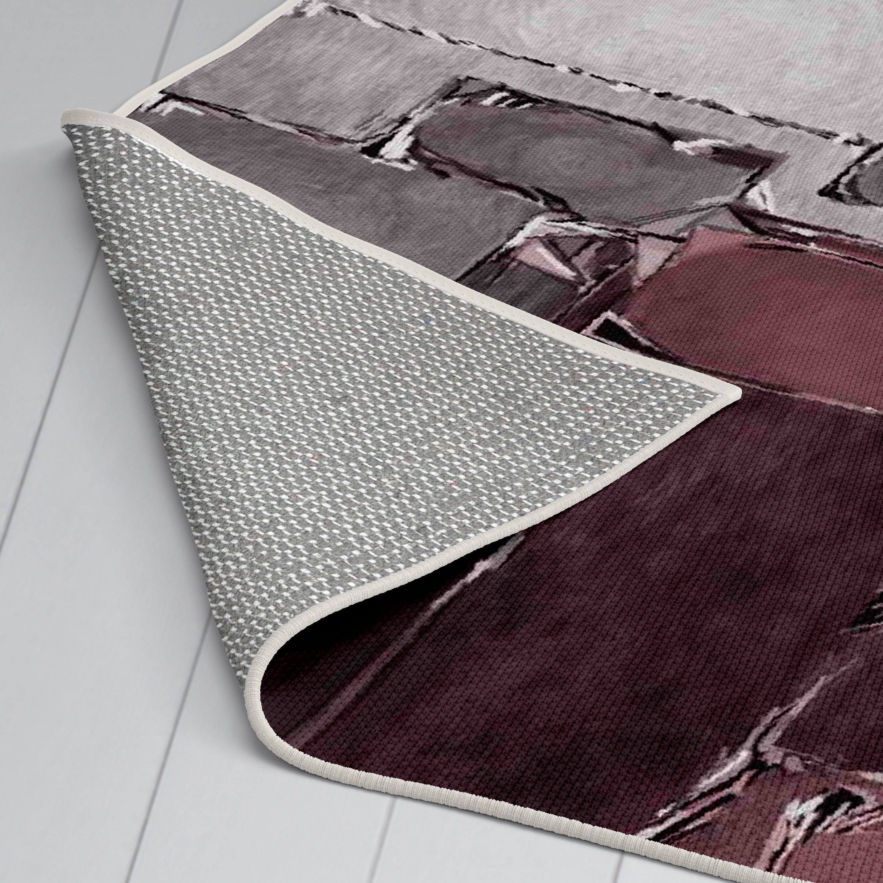 Pastel Modern Bordo Gri Gülkurusu Dokuma Taban Salon Halısı
