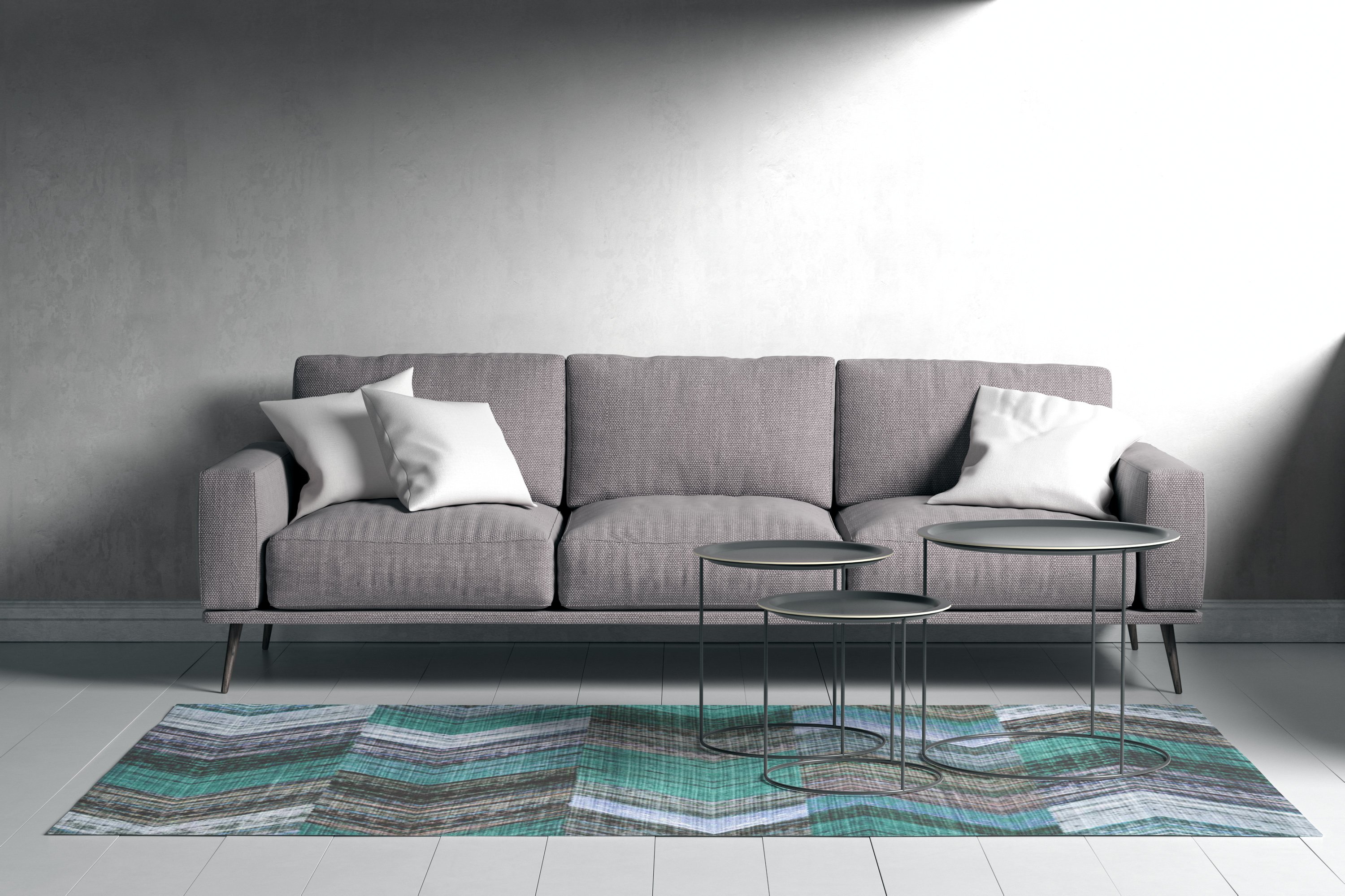 ZigZag Desenli Eflatun Deri Taban Salon Halısı 