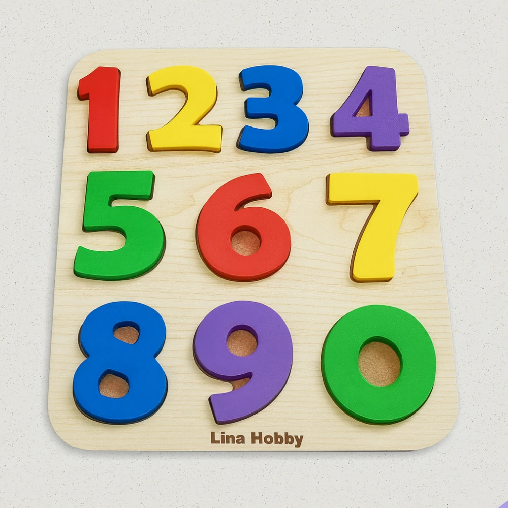 Çocuklar İçin Renkli Sayı Puzzle - Ahşap Tabanlı 3D Rakamlar (20x17 cm) - Eğlenerek Öğrenme