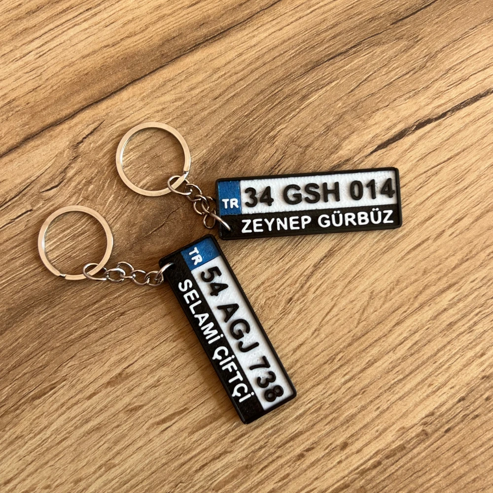 Kişiye Özel Plaka Anahtarlık Çiftli Set (2 Adet) - İsimli ve Plakalı Araç Anahtarlığı