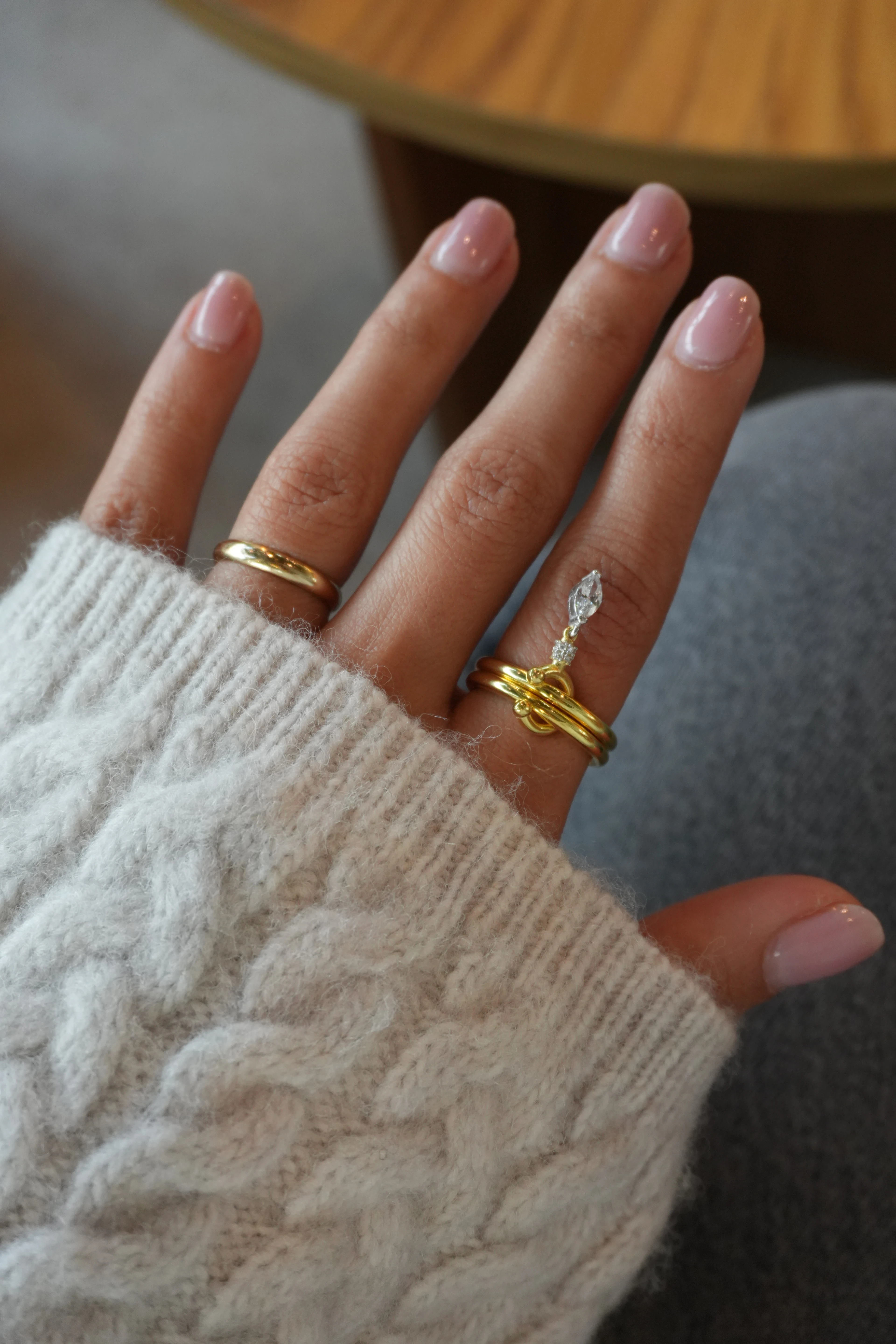 Shine İkili Sarkıntılı Damla Taşlı Yüzük No:3 | 925 Ayar Gümüş