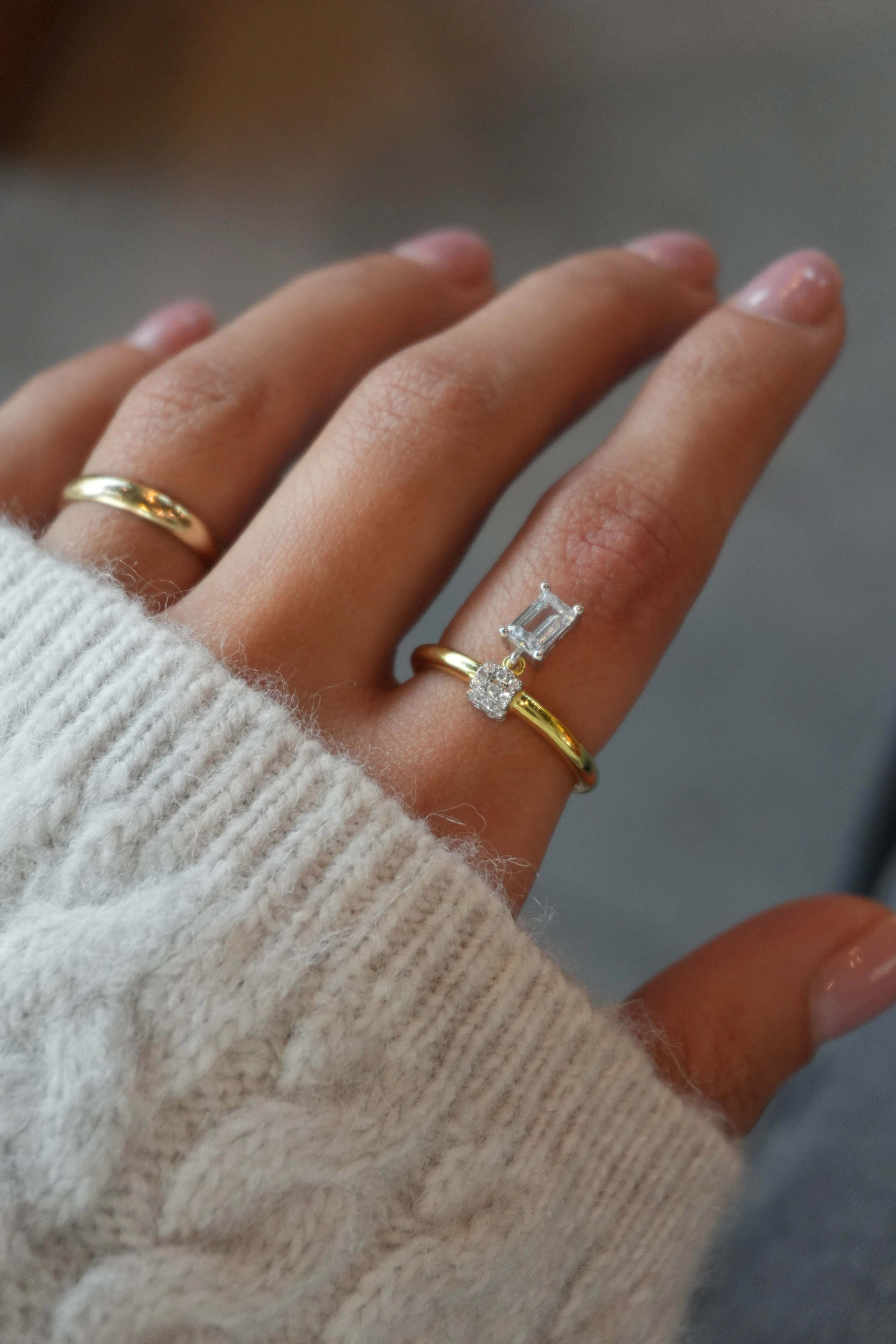 Shine Sarkıntılı Tekli Kare Taşlı Yüzük No:1 | 925 Ayar Gümüş