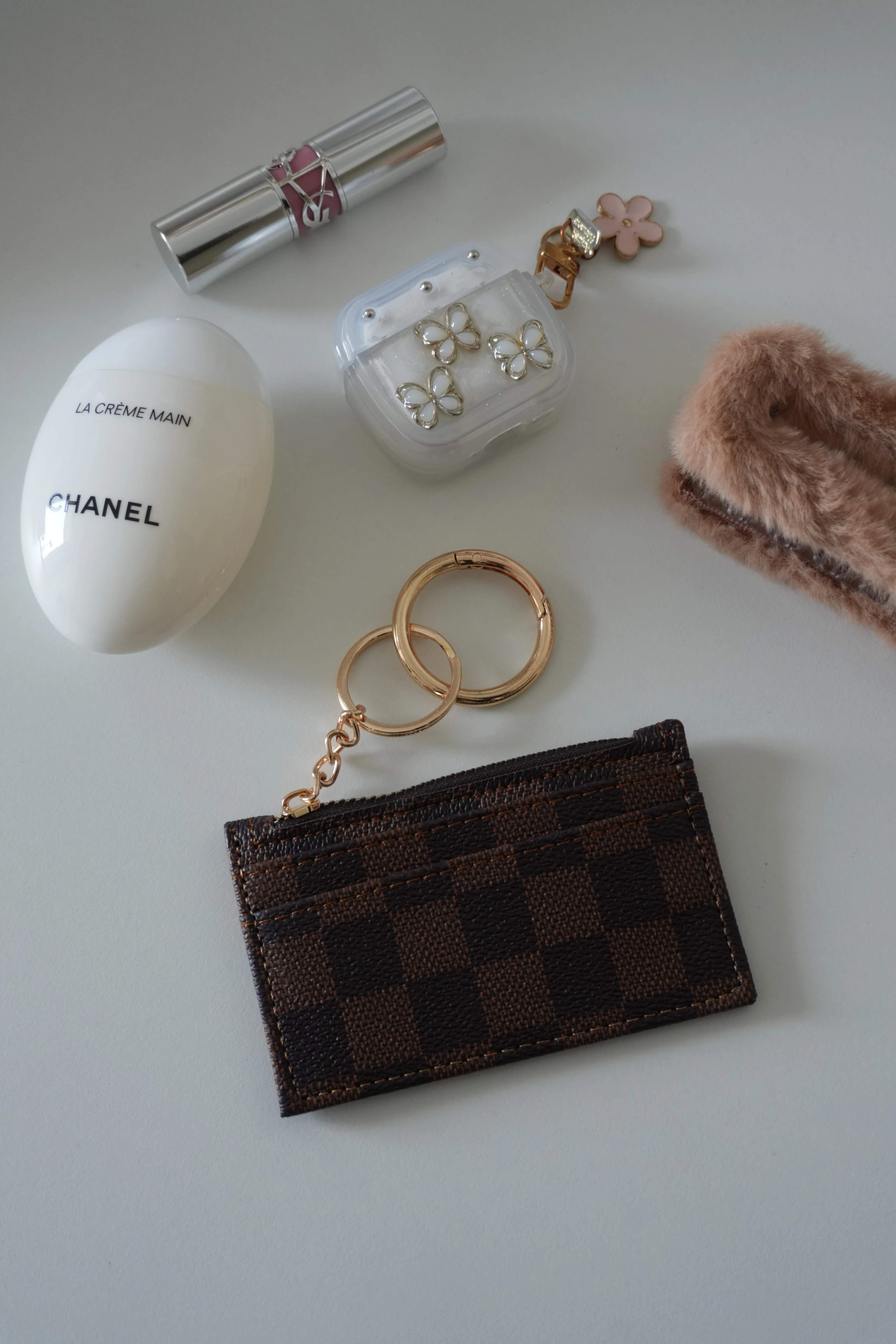 Kahve Dama Desen Halka Charmlı Kartlık