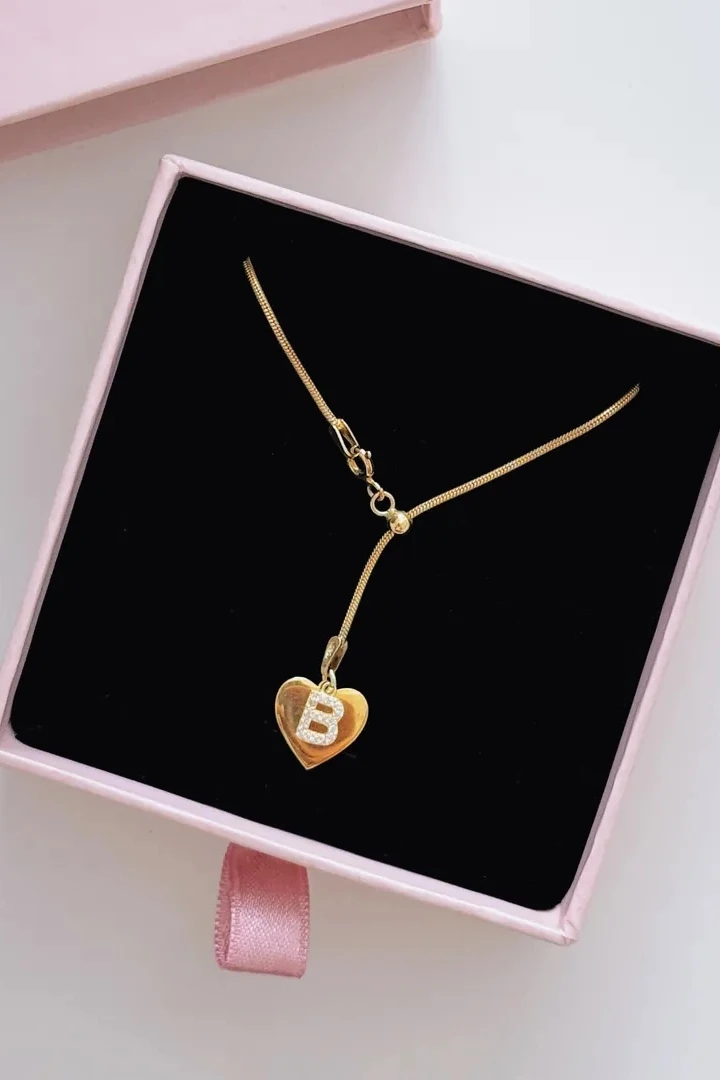 925 Ayar Gümüş 14k Gold Asansör Kolye Tek Harfli