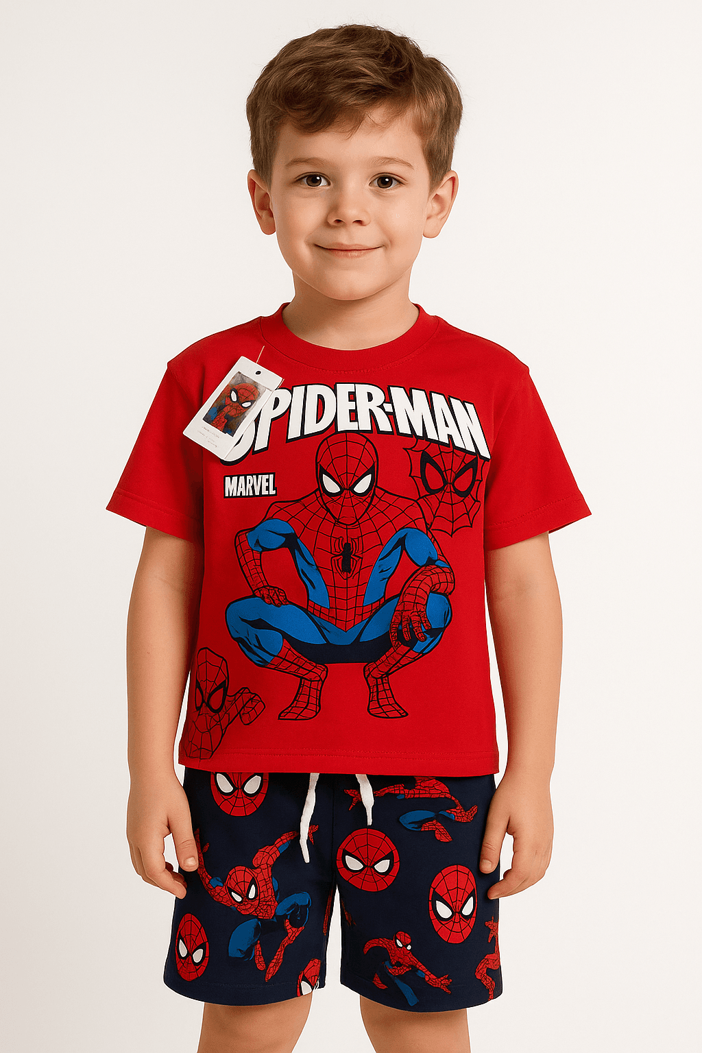 SpiderMan Temalı Kırmızı Renk Alt Üst Erkek Takım 3-10 Yaş Arası
