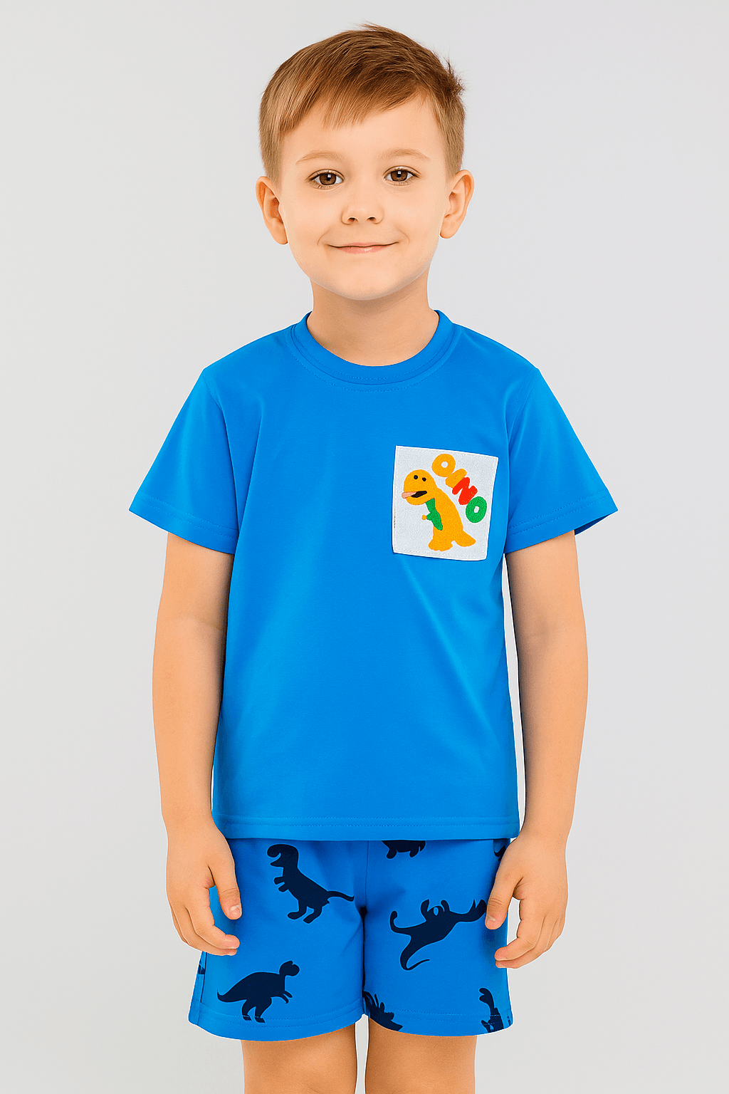Dinozor Karakterli Turkuaz Renk Dino Logolu Erkek Çocuk Alt Üst Takım 2-5 Yaş