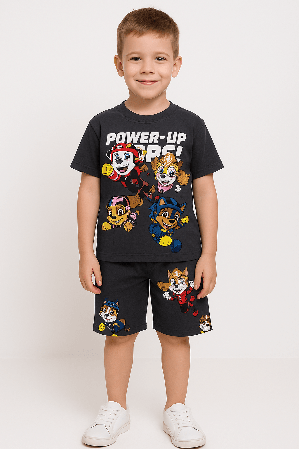 Power Up Temalı Kırmızı Renk Alt Üst Erkek Takım 3-10 Yaş Arası