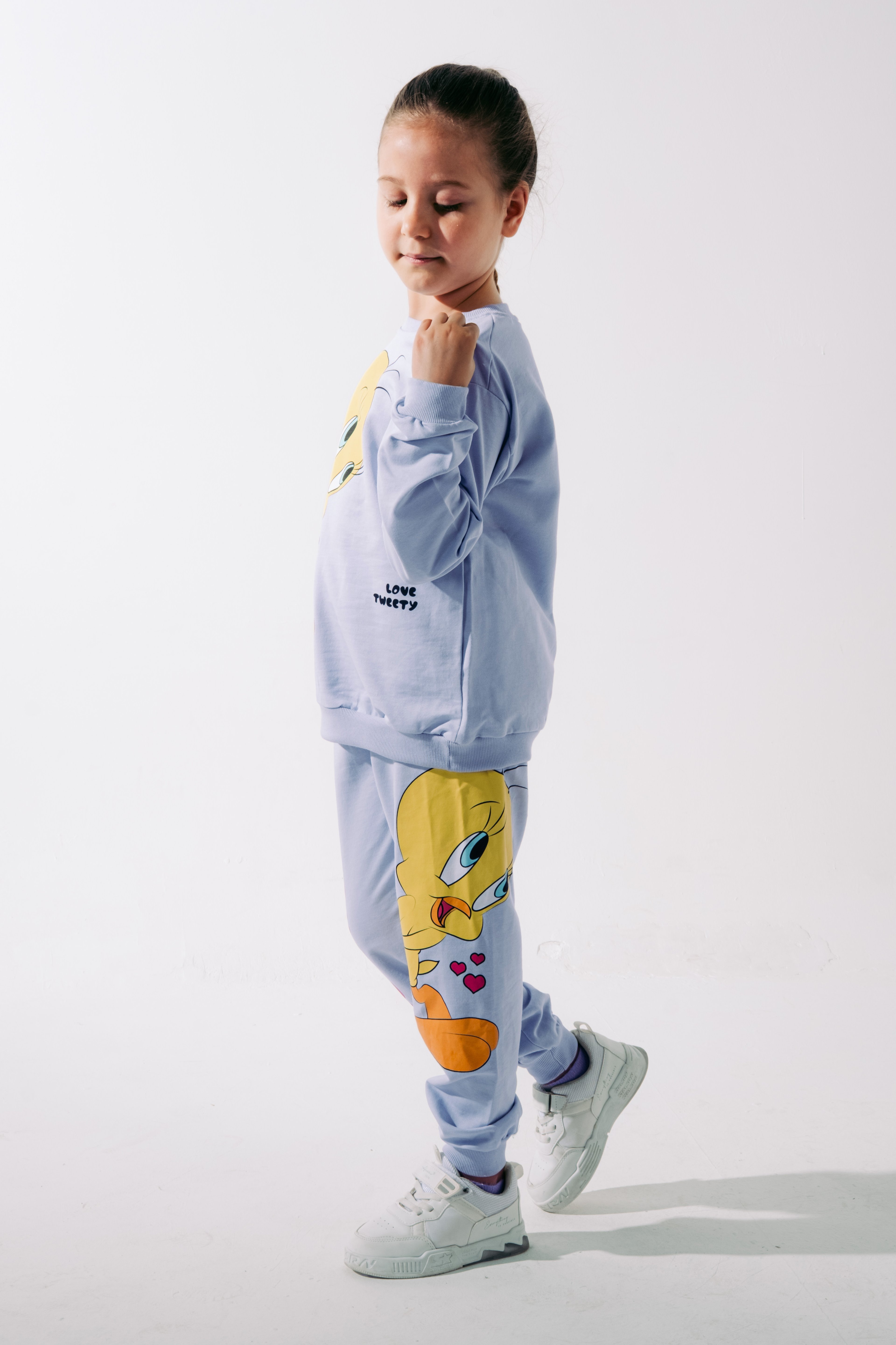 Love Tweety Baskılı 3-10 Yaş Lila Mevsimlik Kız Takım