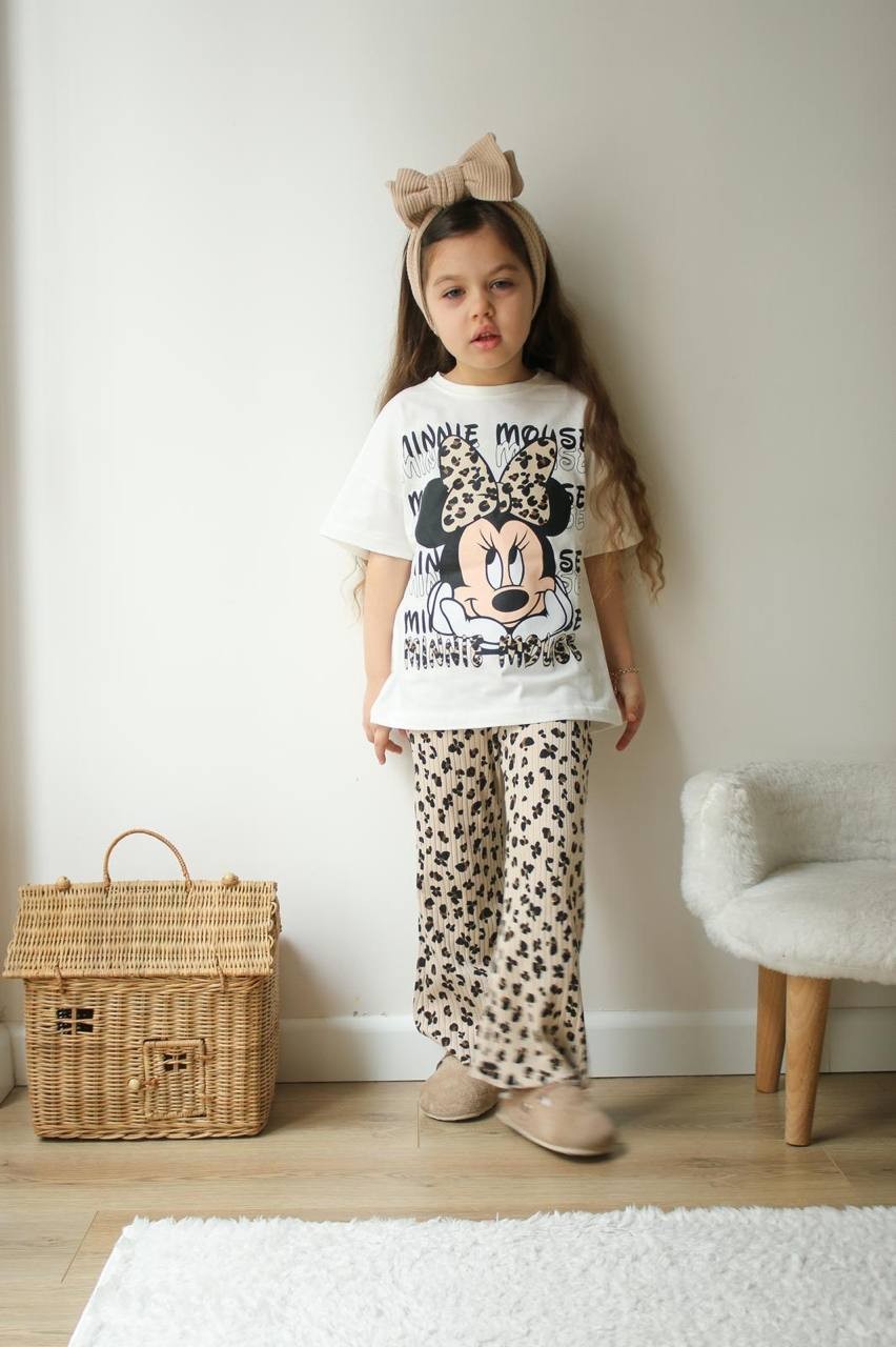 Mickey Mouse Baskılı Kırmızı Kız Çocuk Alt Üst Takım