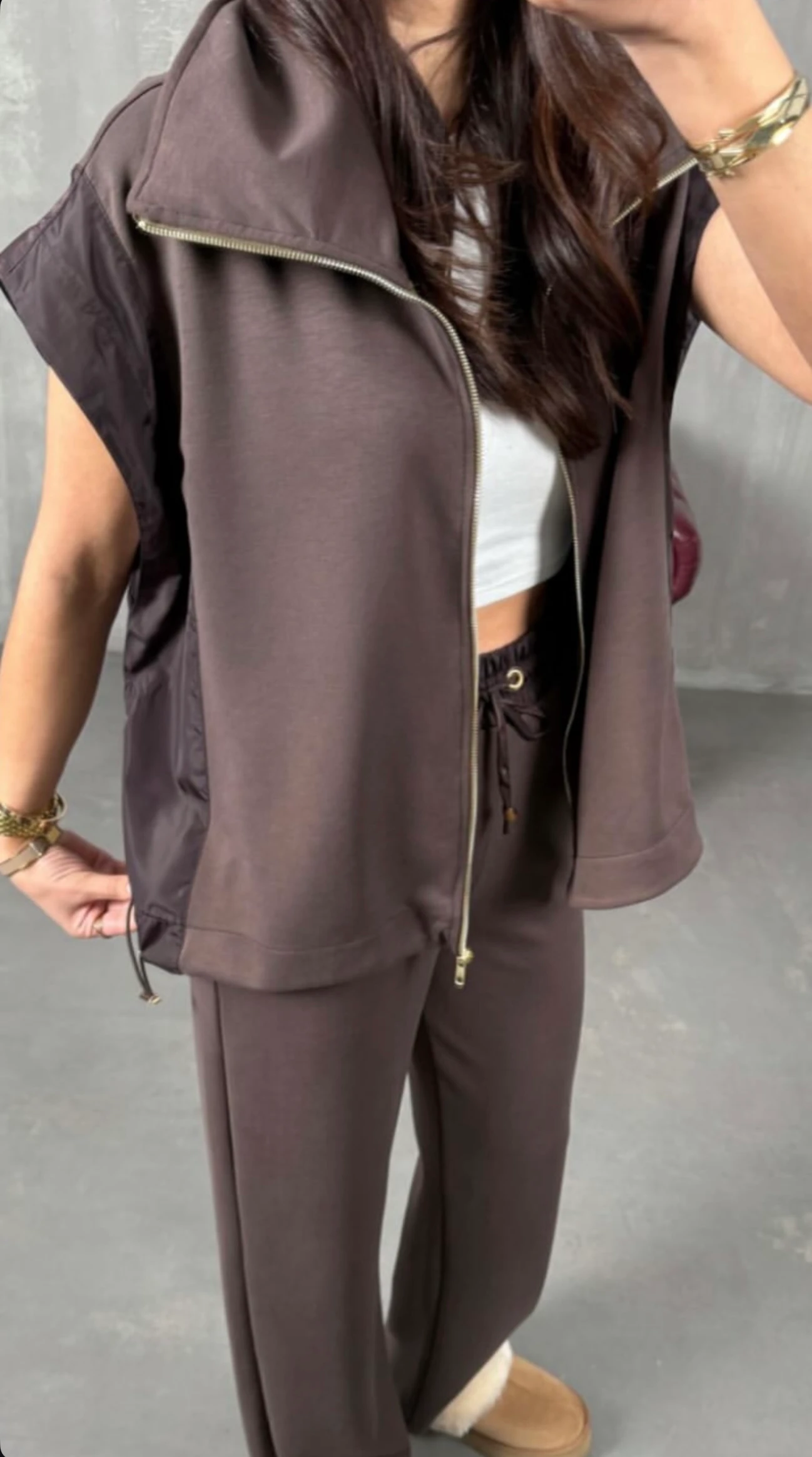 ORJ YELEKLİ TAKIM-KAHVE