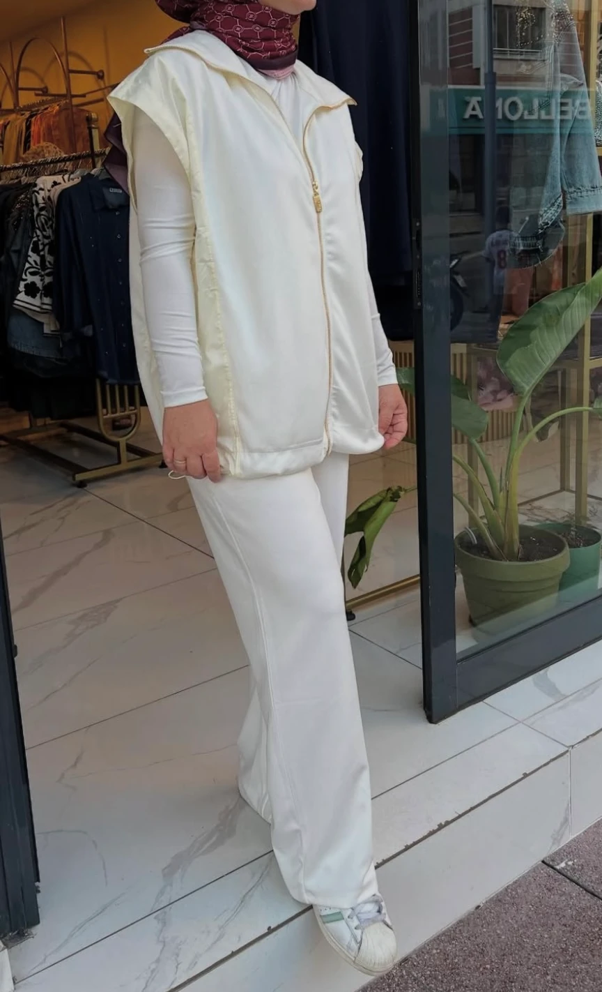 ORJ YELEKLİ TAKIM-KREM