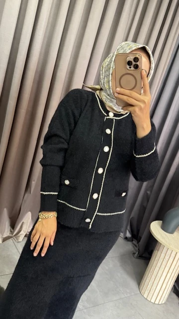 ANGORA ETEK TAKIM-SİYAH