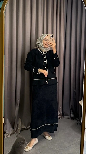 ANGORA ETEK TAKIM-SİYAH