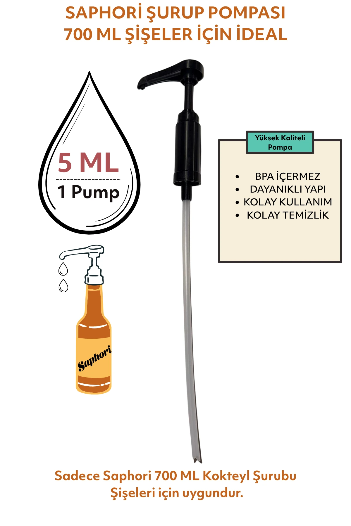 Saphori Kokteyl Şurup Pompası 0,5 ML
