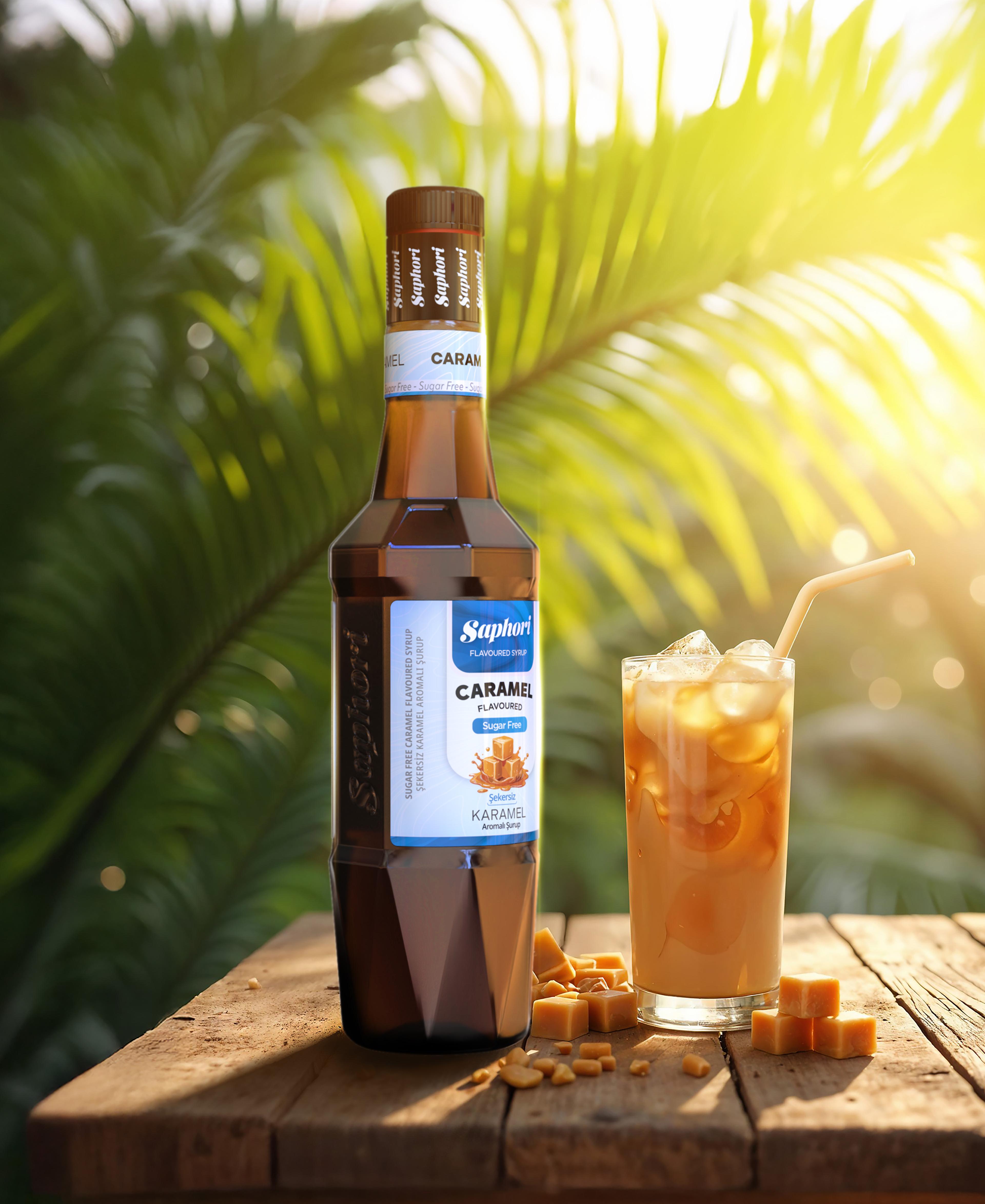 Saphori Şekersiz Karamel Aromalı Kokteyl Şurubu 700 ML
