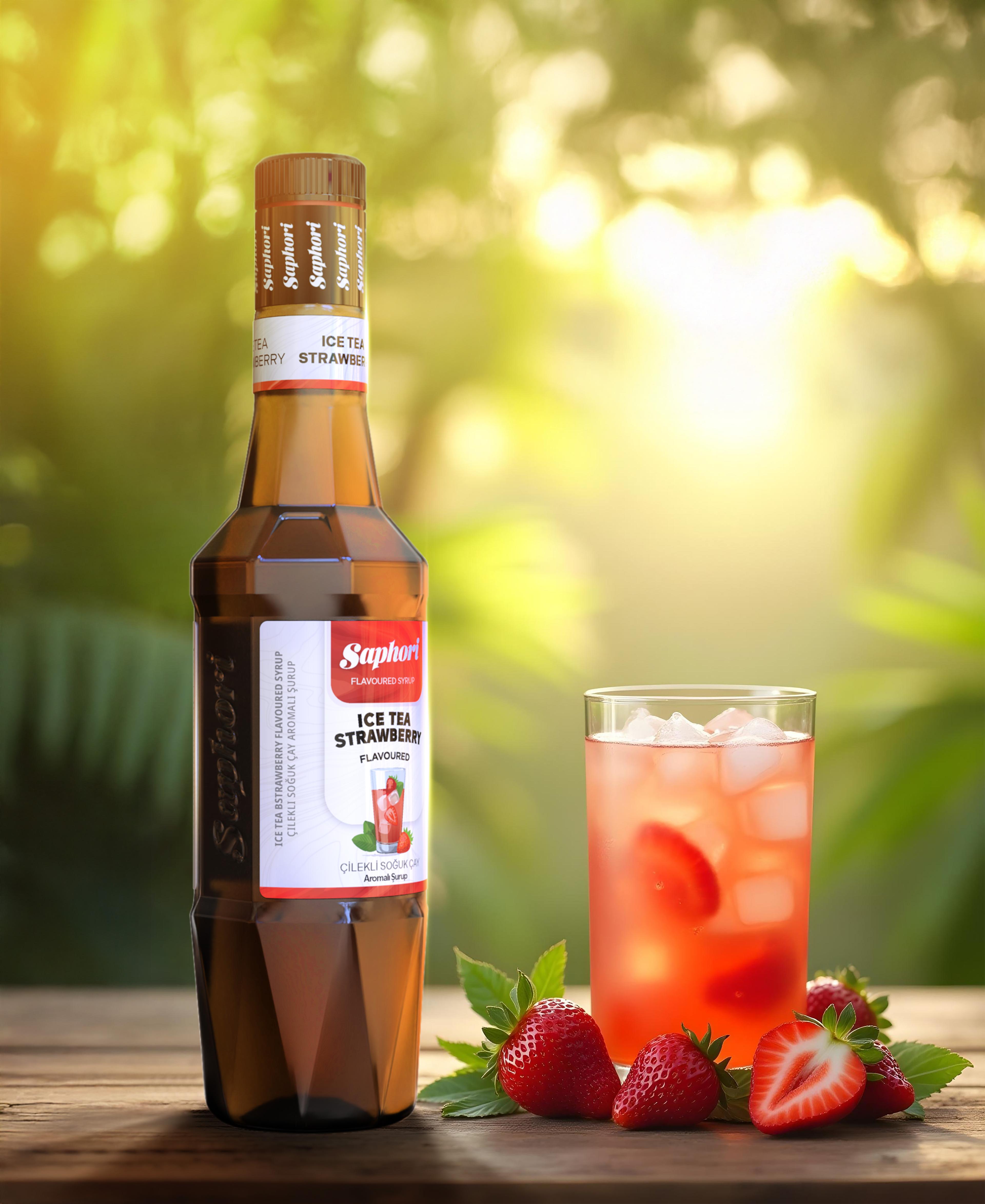 Saphori Ice Tea Çilek Aromalı Kokteyl Şurubu 700 ML