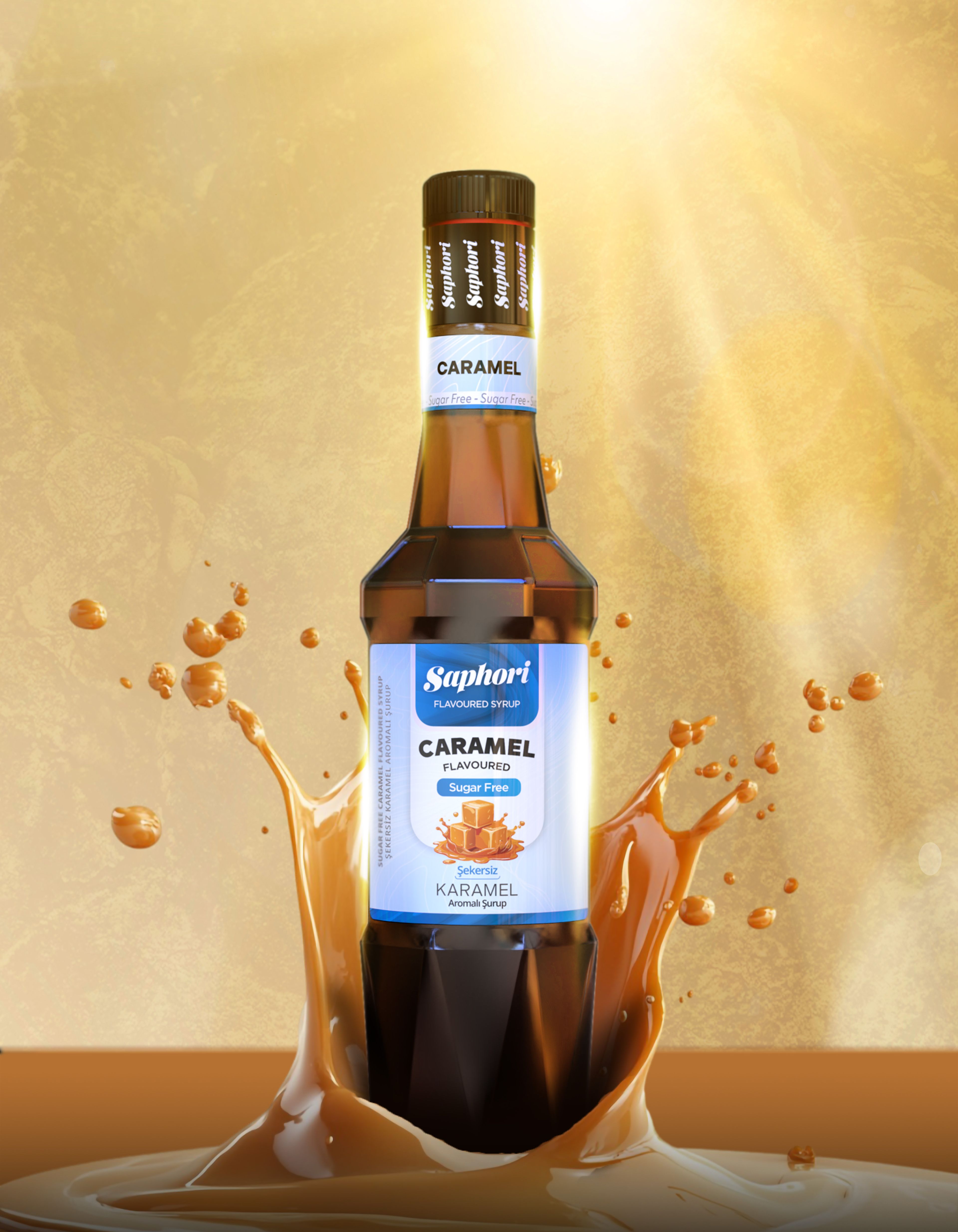 Saphori Şekersiz Karamel Aromalı Kokteyl Şurubu 700 ML