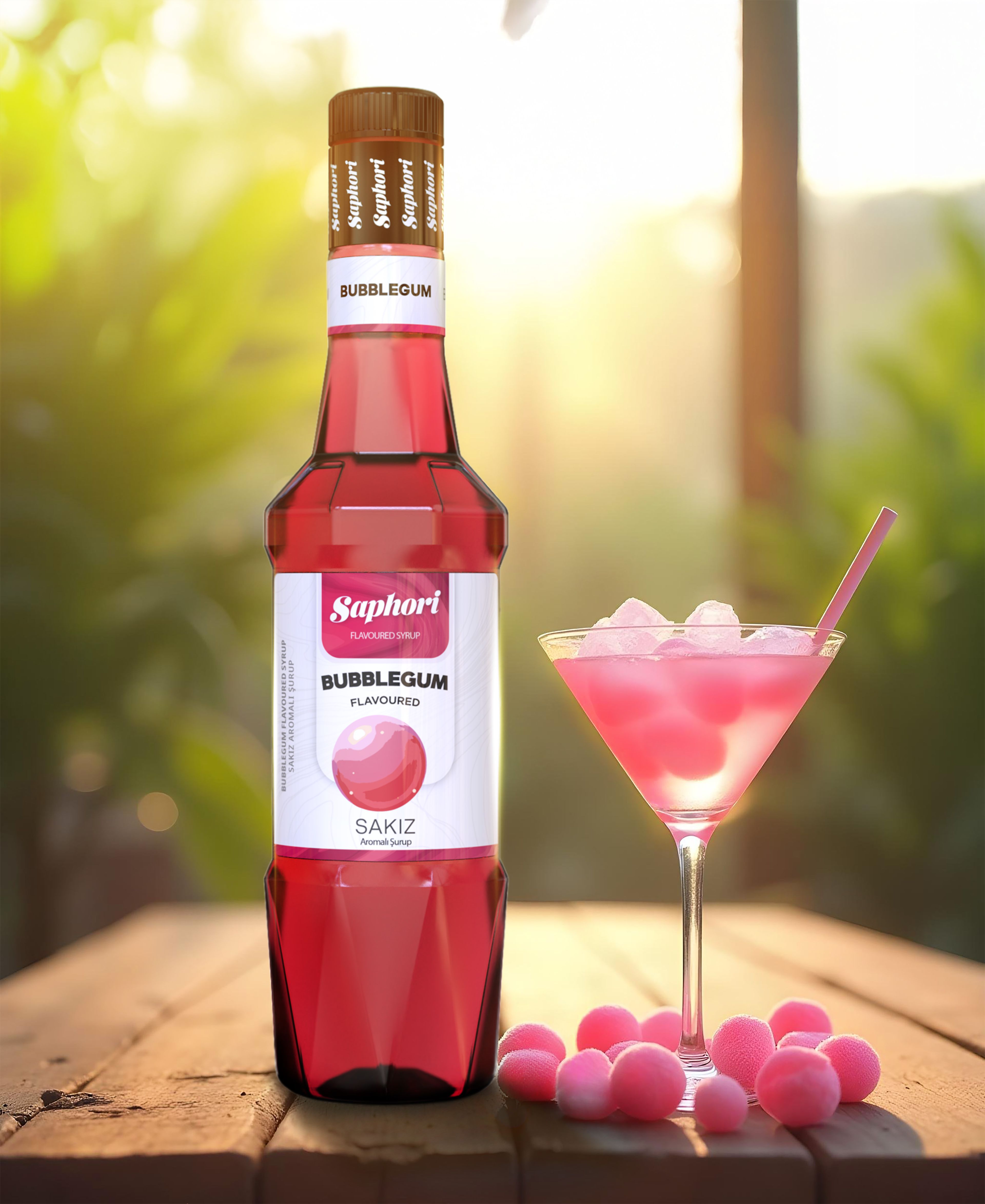 Saphori Bubble Gum Flavored Cocktail Syrup