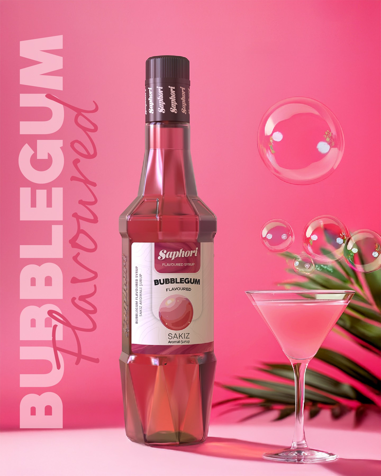 Saphori Bubble Gum Flavored Cocktail Syrup