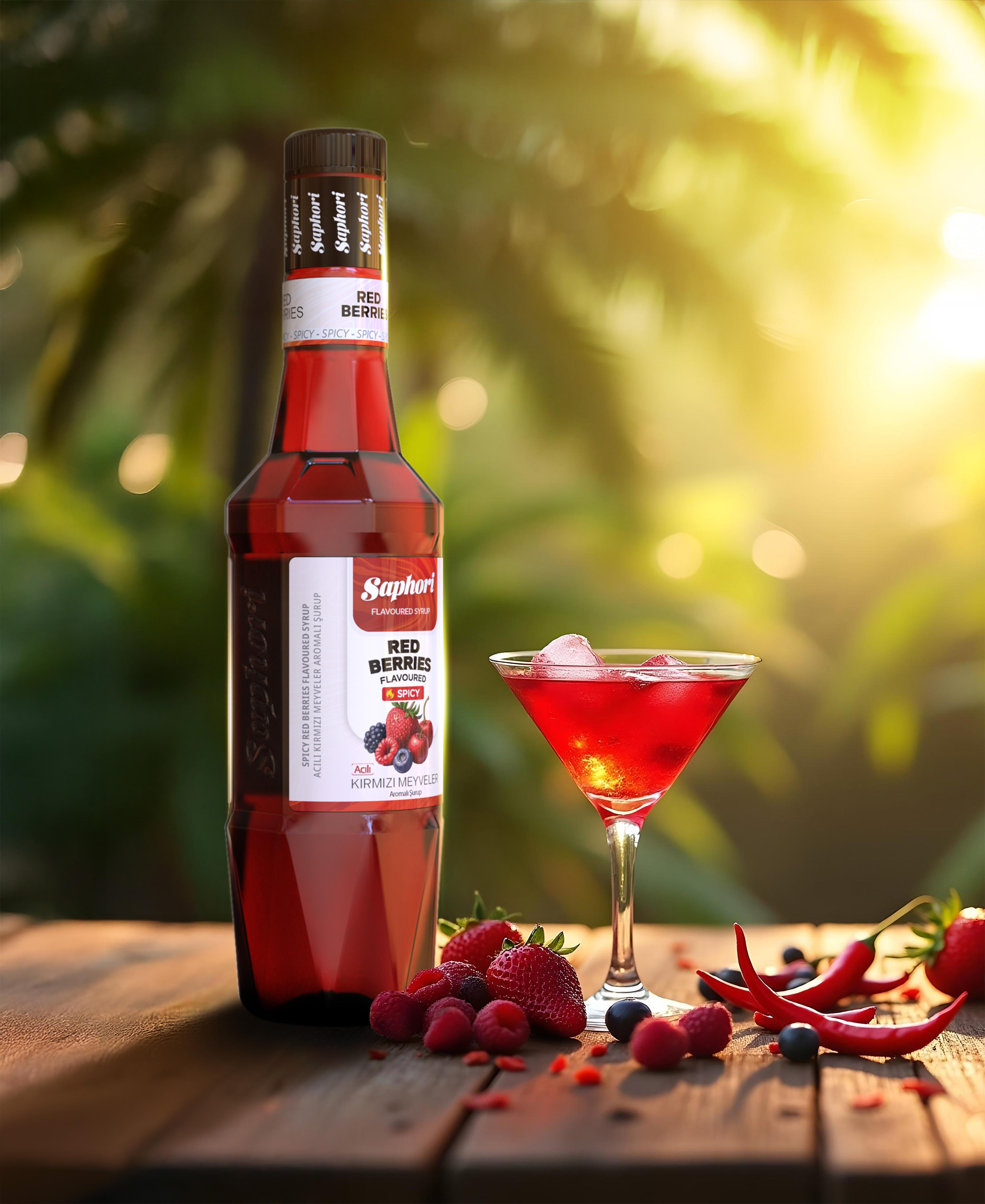Saphori Spicy Red Fruit Flavored Cocktail Syrup 700 ML