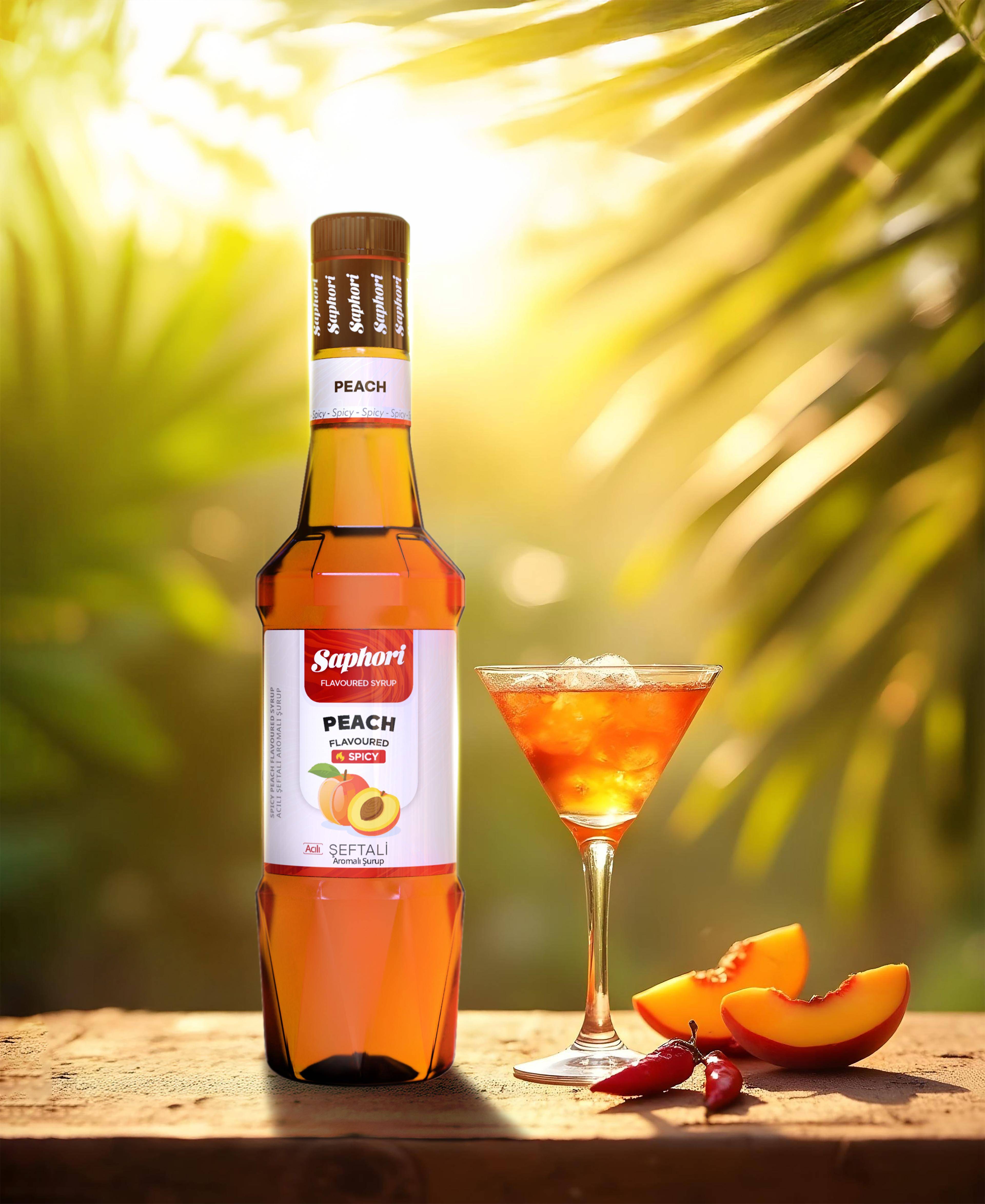 Saphori Spicy Peach Flavored Cocktail Syrup 700 ML