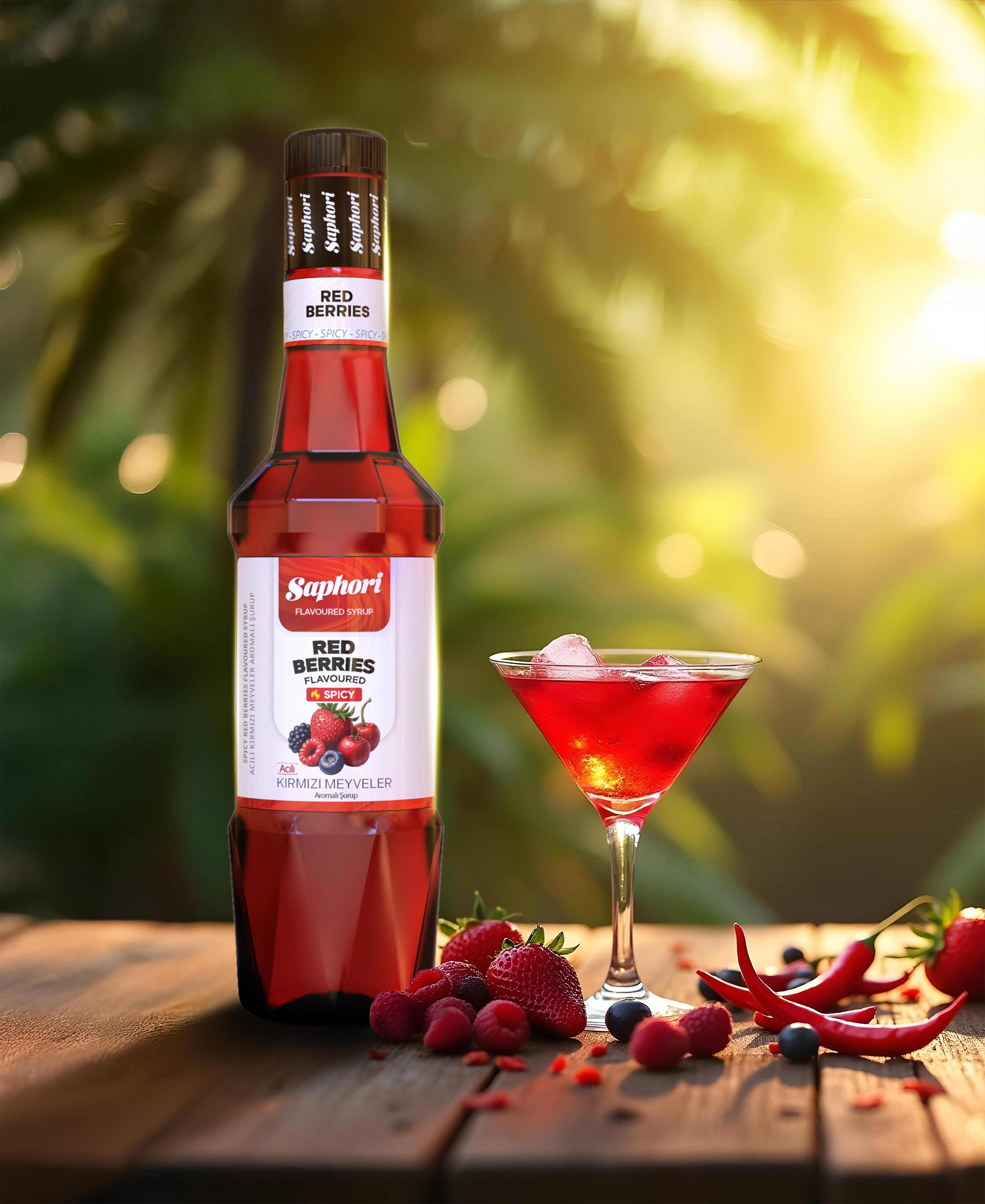 Saphori Acılı Kırmızı Meyveler Aromalı Kokteyl Şurubu 700 ML
